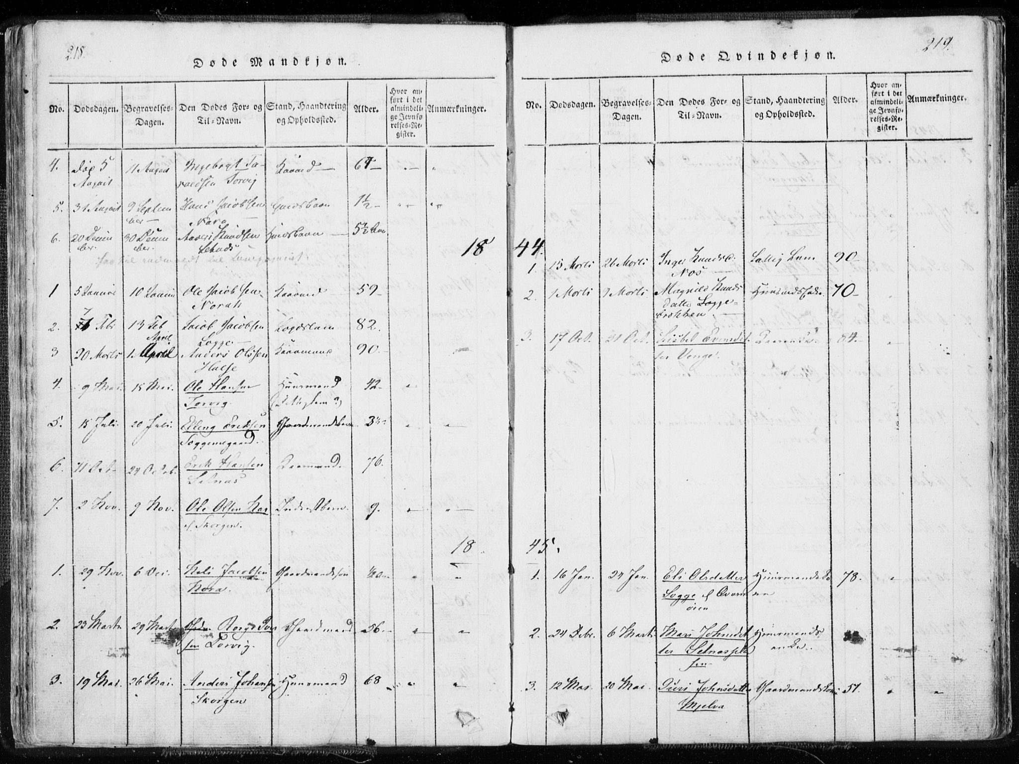 Ministerialprotokoller, klokkerbøker og fødselsregistre - Møre og Romsdal, SAT/A-1454/544/L0571: Parish register (official) no. 544A04, 1818-1853, p. 218-219