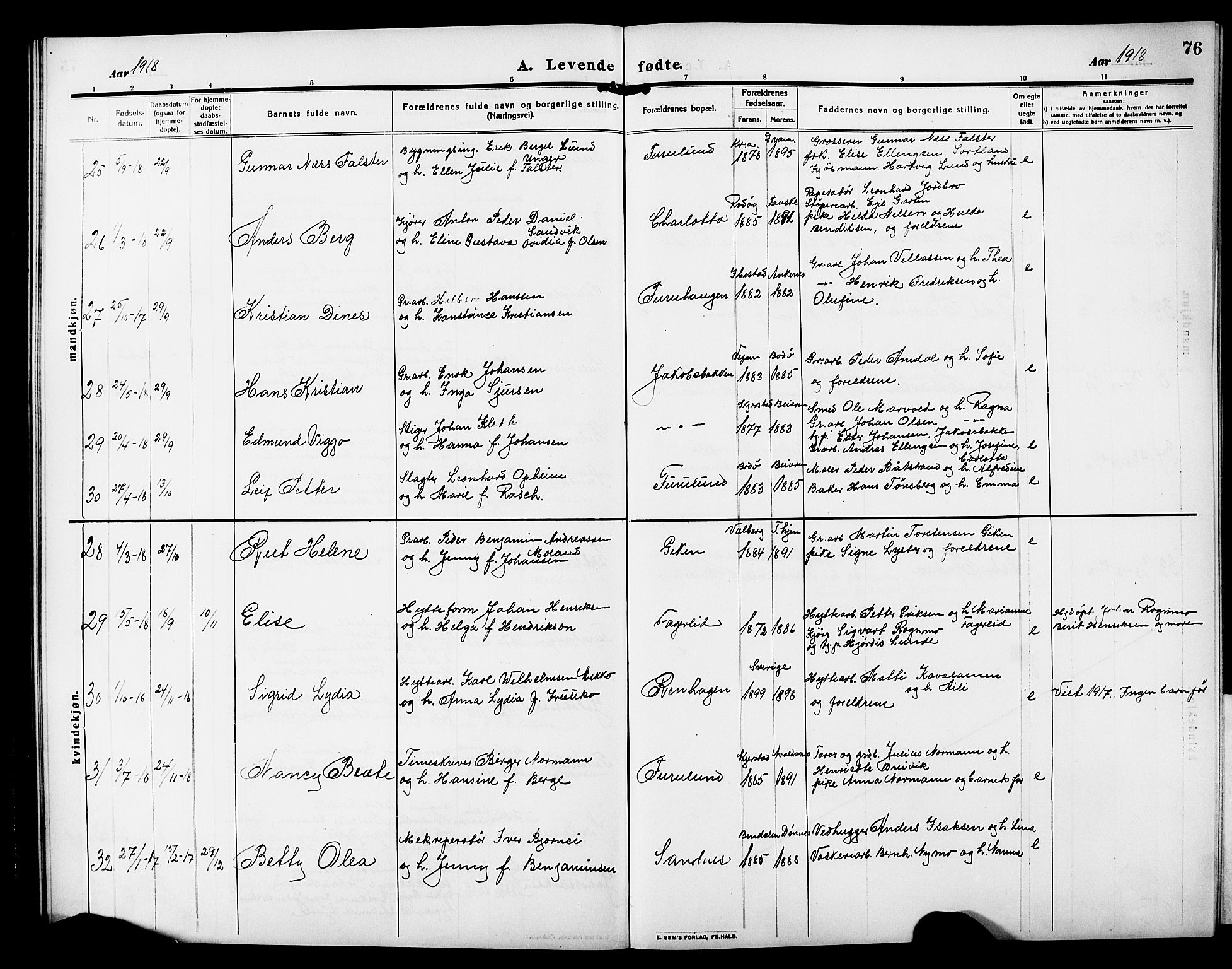 Ministerialprotokoller, klokkerbøker og fødselsregistre - Nordland, AV/SAT-A-1459/850/L0710: Parish register (official) no. 850A02, 1910-1920, p. 76