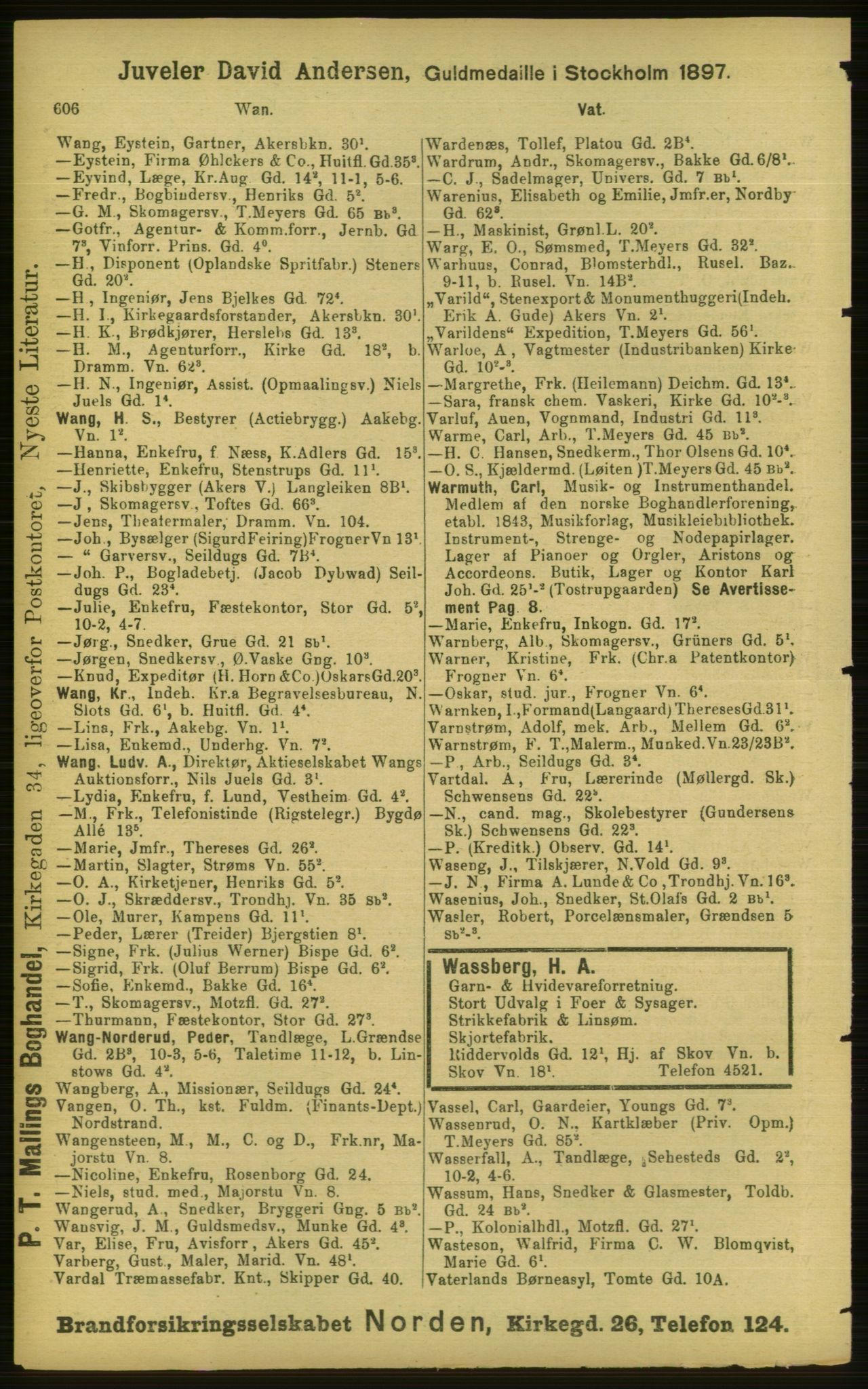 Kristiania/Oslo adressebok, PUBL/-, 1898, p. 606