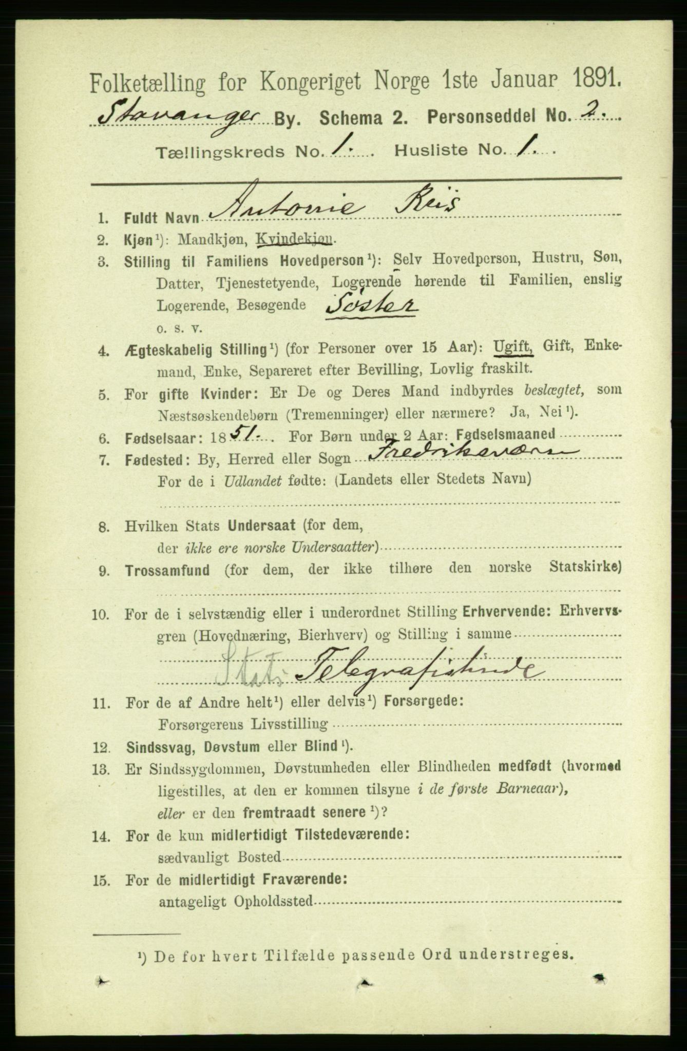 RA, 1891 census for 1103 Stavanger, 1891, p. 5135