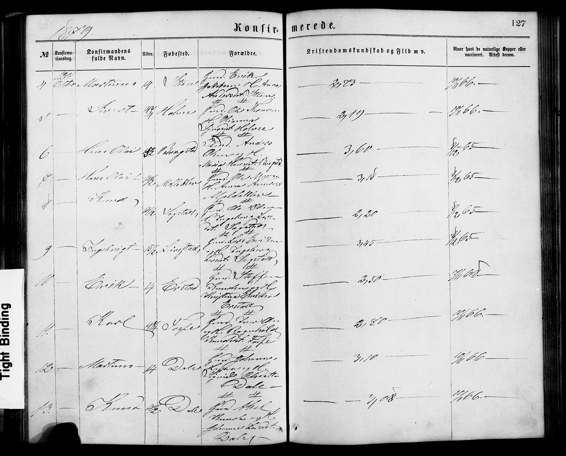 Alversund Sokneprestembete, SAB/A-73901/H/Ha/Hab: Parish register (copy) no. C 2, 1867-1880, p. 127