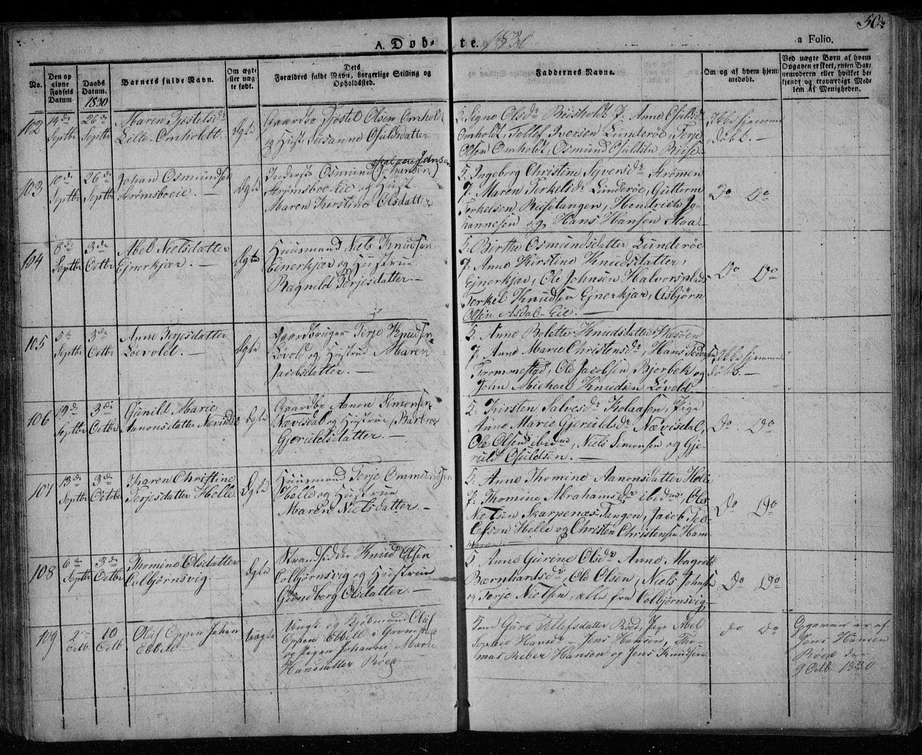 Øyestad sokneprestkontor, AV/SAK-1111-0049/F/Fa/L0013: Parish register (official) no. A 13, 1827-1842, p. 50