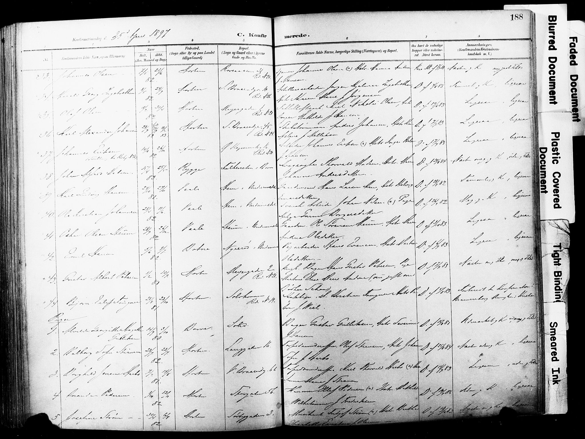 Horten kirkebøker, AV/SAKO-A-348/F/Fa/L0005: Parish register (official) no. 5, 1896-1904, p. 188