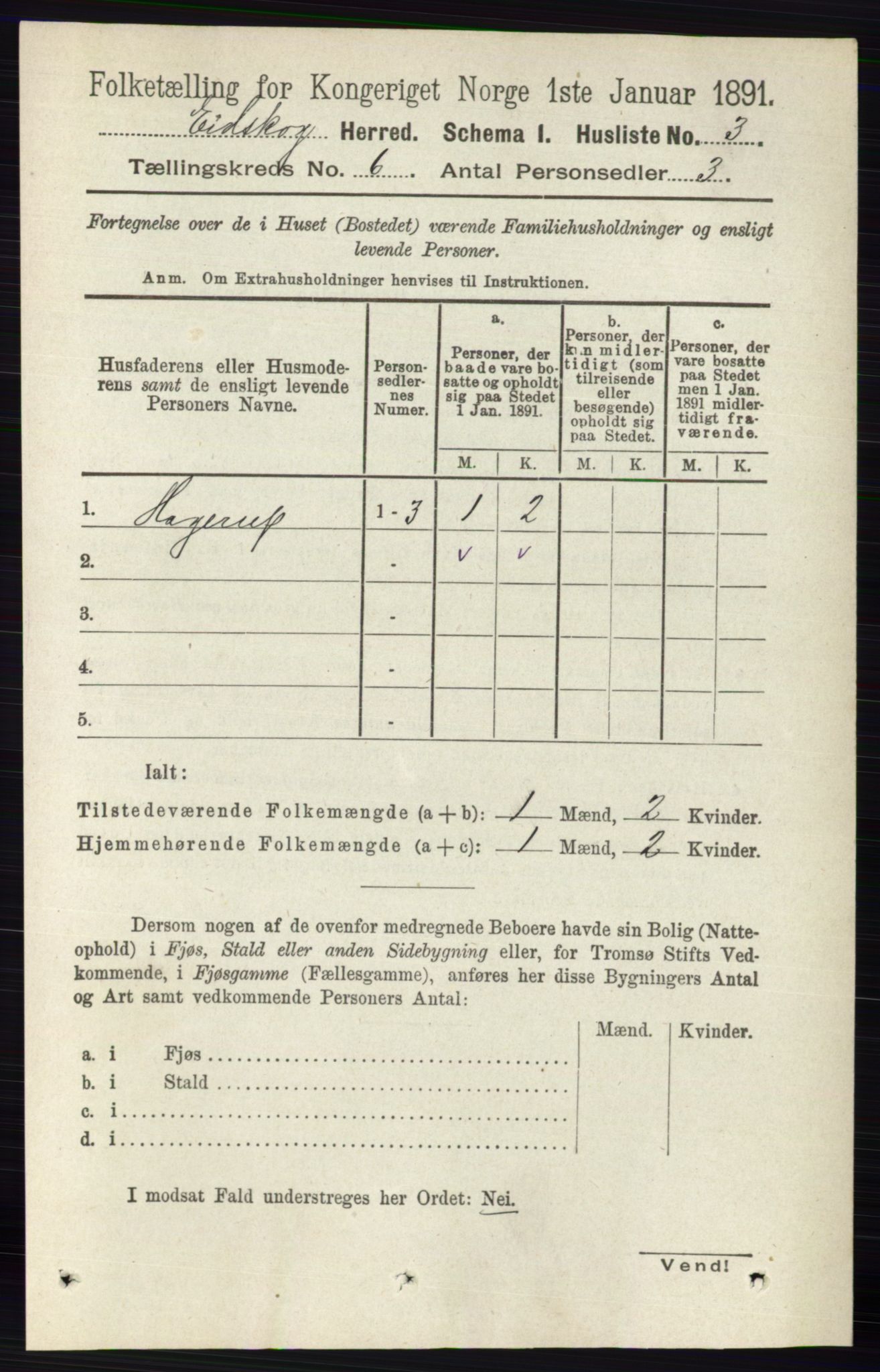 RA, 1891 census for 0420 Eidskog, 1891, p. 2714