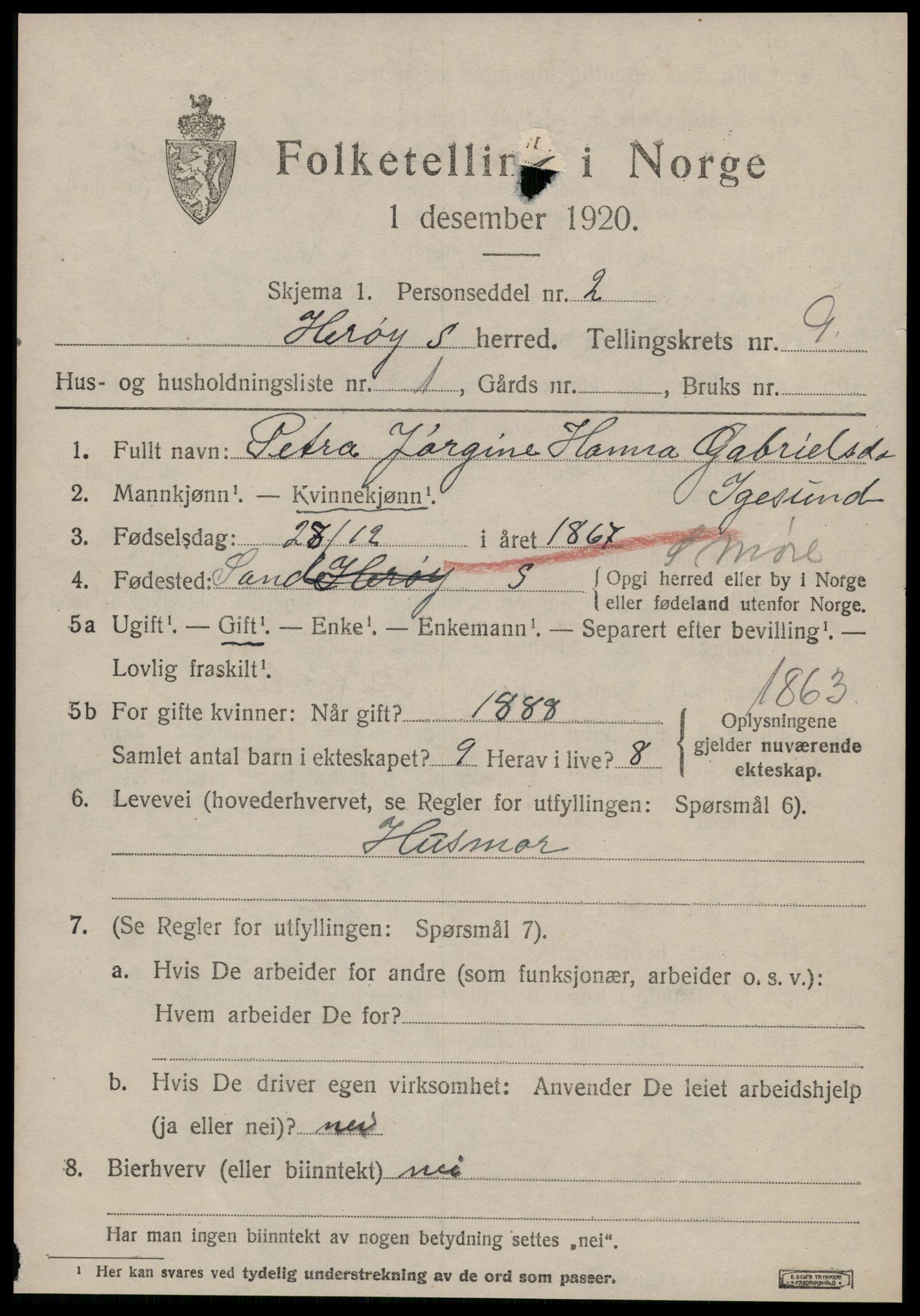 SAT, 1920 census for Herøy (MR), 1920, p. 5401