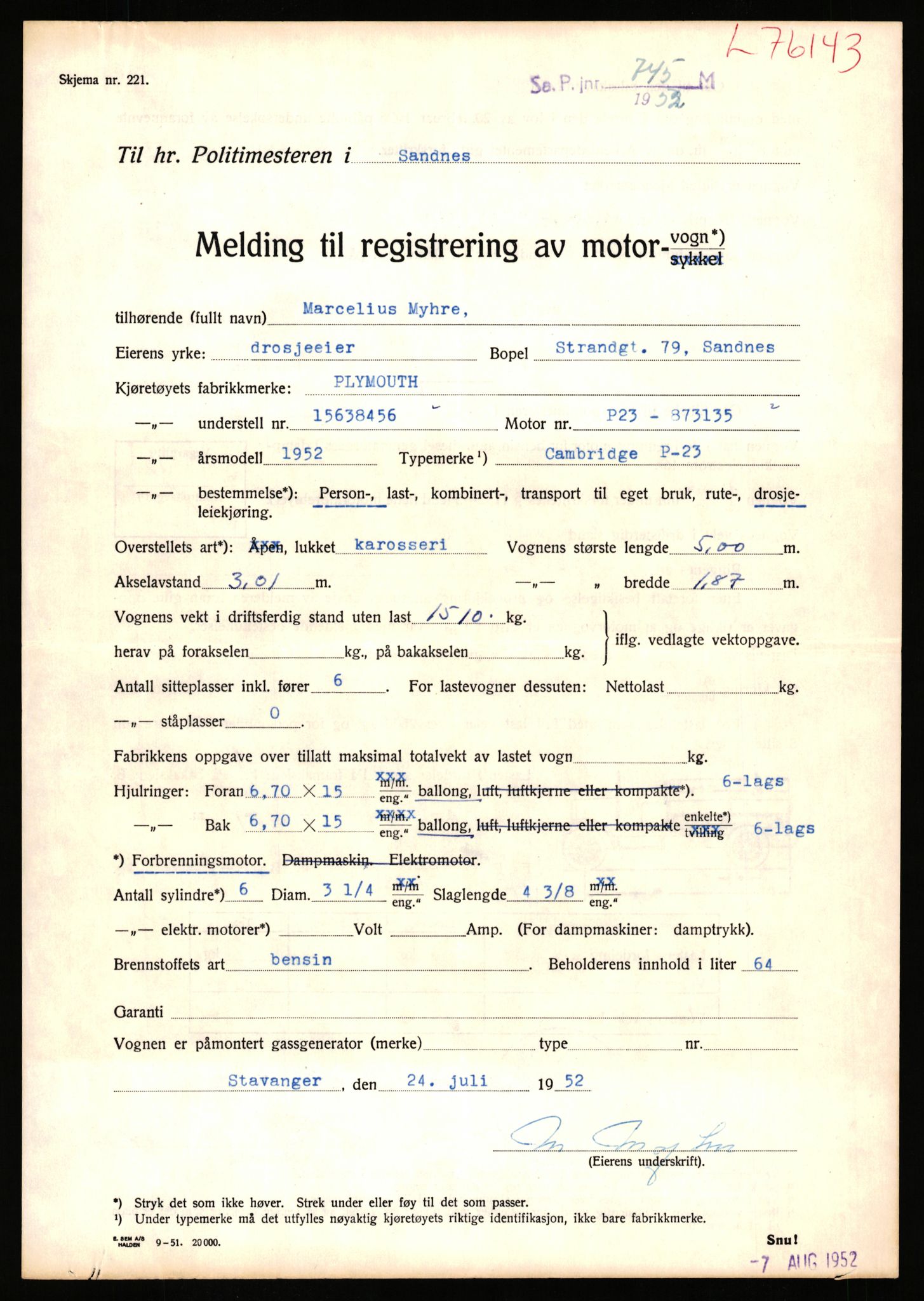 Stavanger trafikkstasjon, AV/SAST-A-101942/0/F/L0068: L-75000 - L-76799, 1930-1971, p. 1405