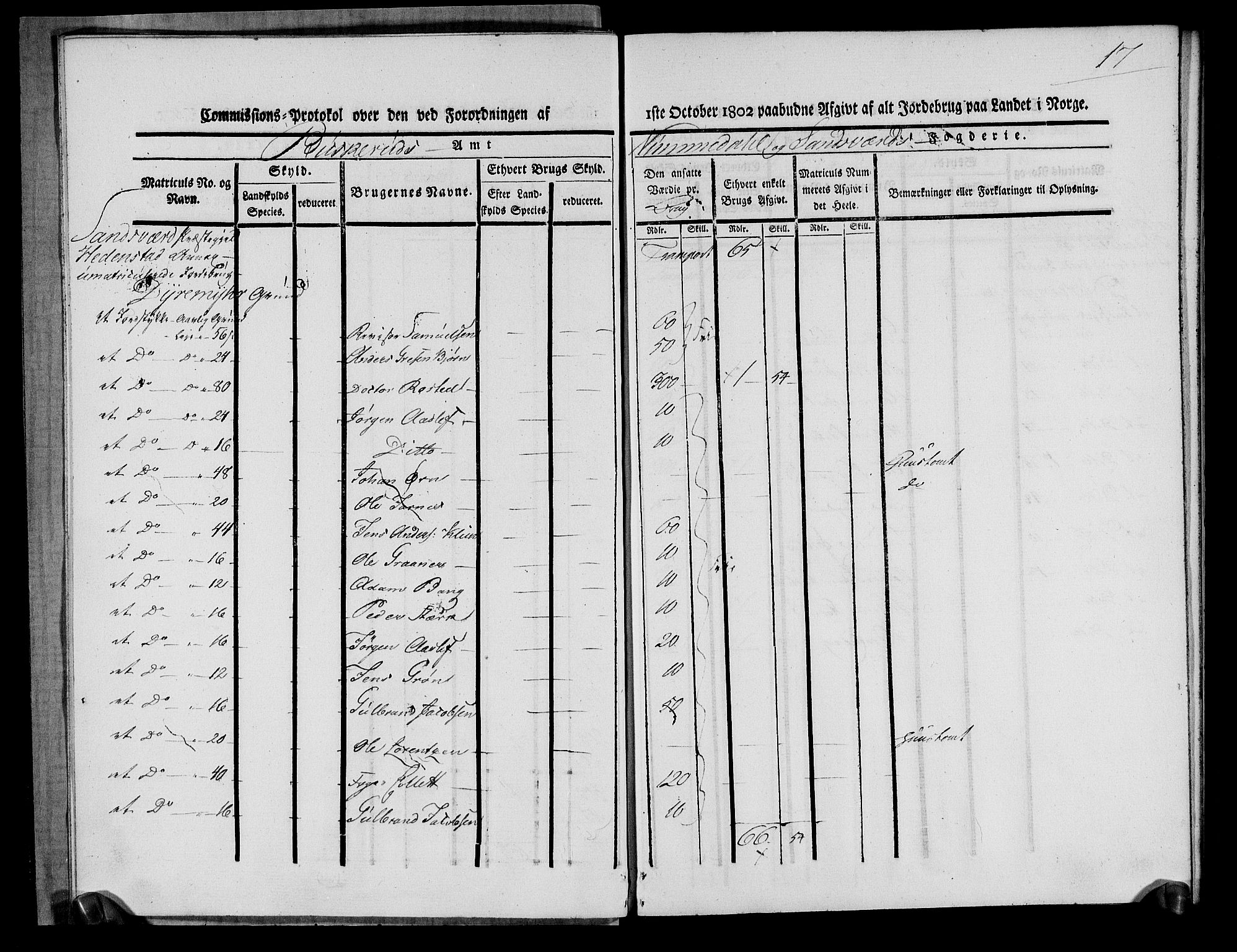 Rentekammeret inntil 1814, Realistisk ordnet avdeling, AV/RA-EA-4070/N/Ne/Nea/L0052: Numedal og Sandsvær fogderi. Kommisjonsprotokoll over umatrikulerte jordbruk i Hedenstad anneks, 1803, p. 19