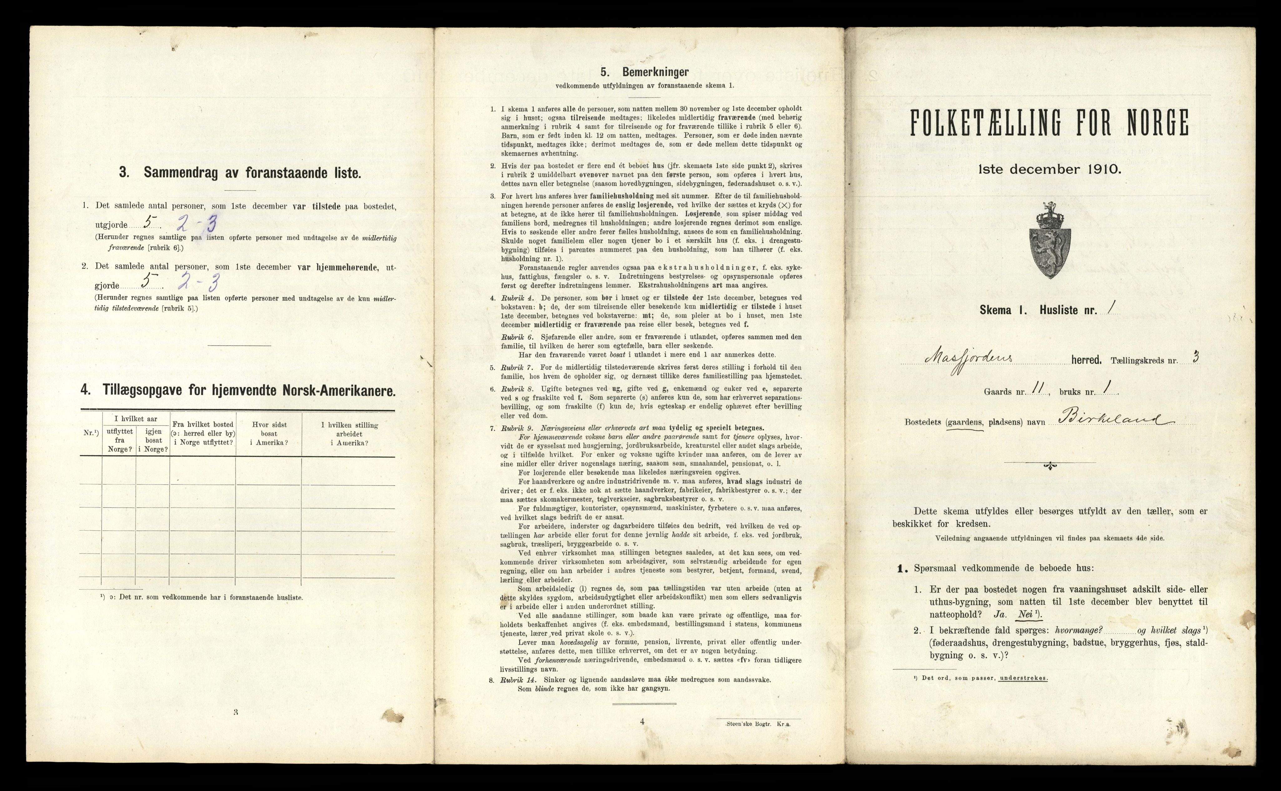 RA, 1910 census for Masfjorden, 1910, p. 194