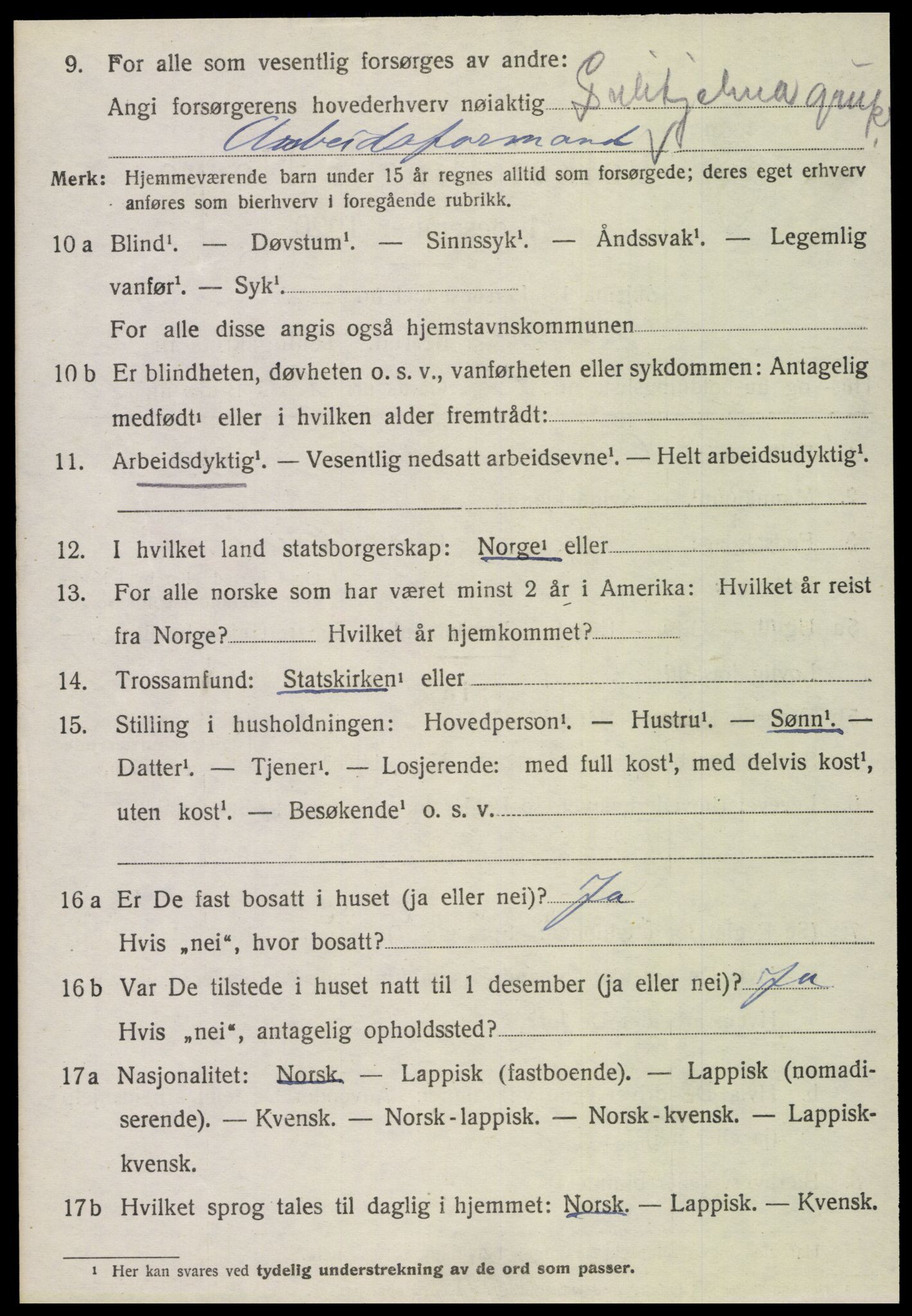 SAT, 1920 census for Fauske, 1920, p. 15693