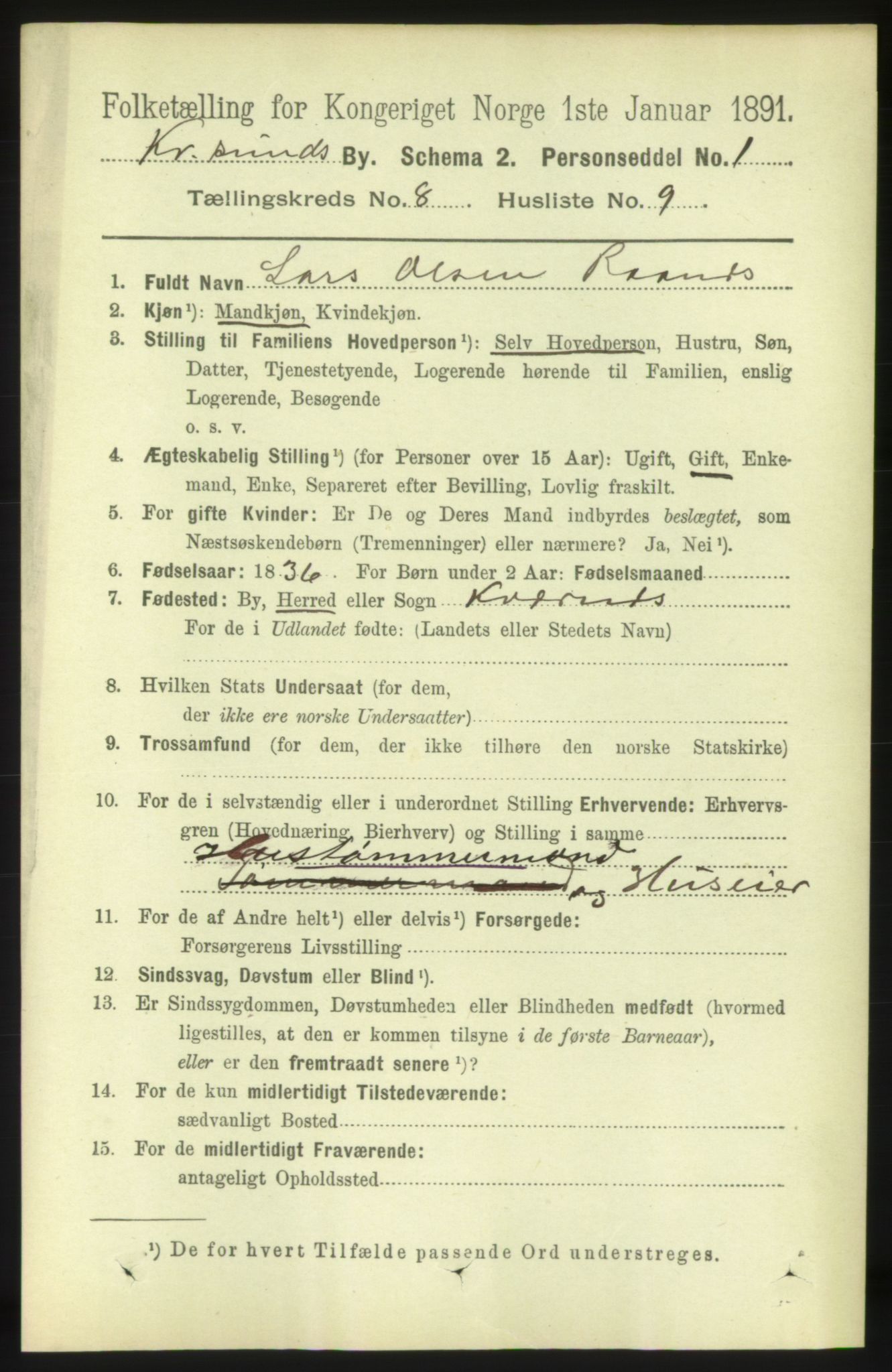 RA, 1891 census for 1503 Kristiansund, 1891, p. 6405