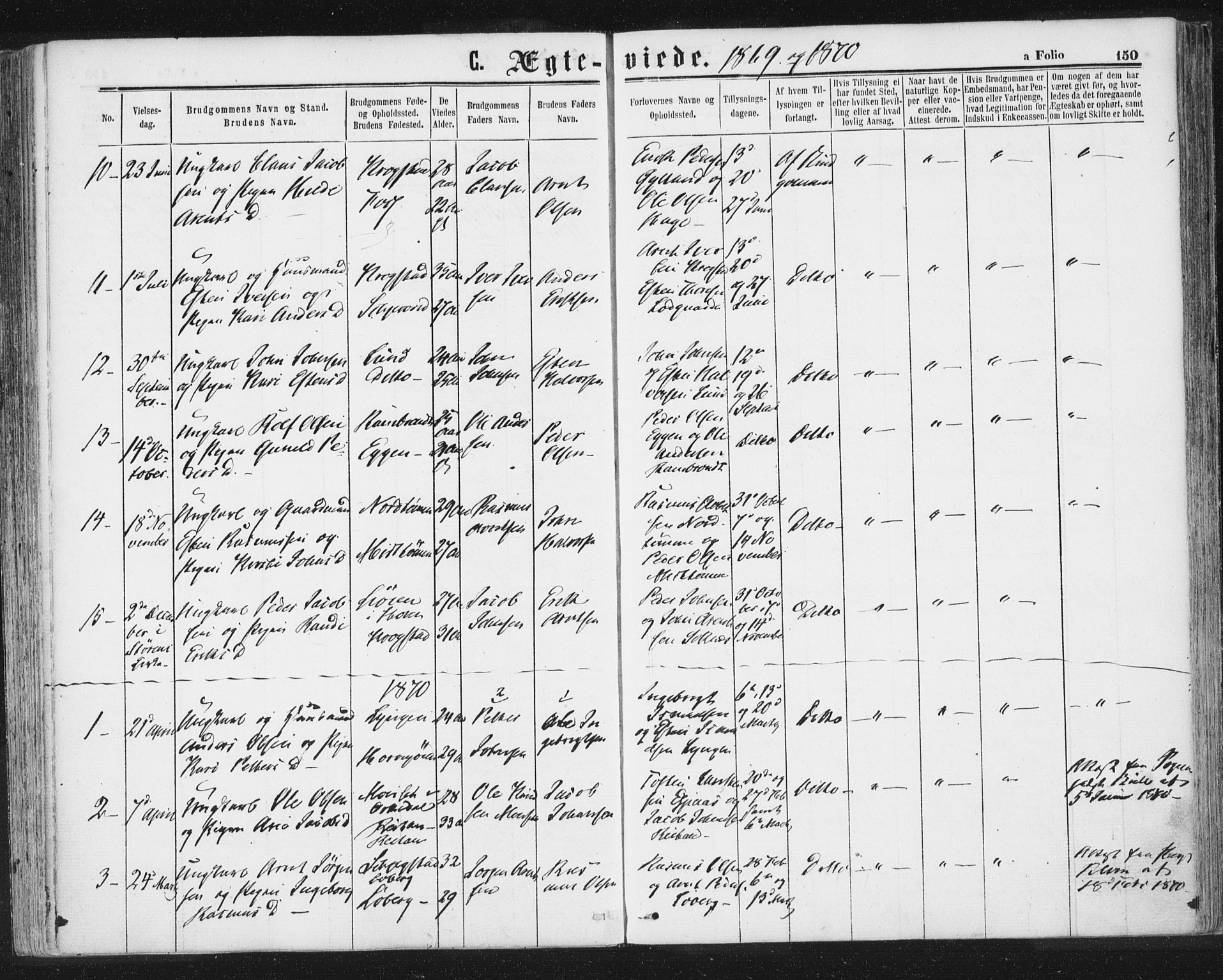 Ministerialprotokoller, klokkerbøker og fødselsregistre - Sør-Trøndelag, SAT/A-1456/692/L1104: Parish register (official) no. 692A04, 1862-1878, p. 150