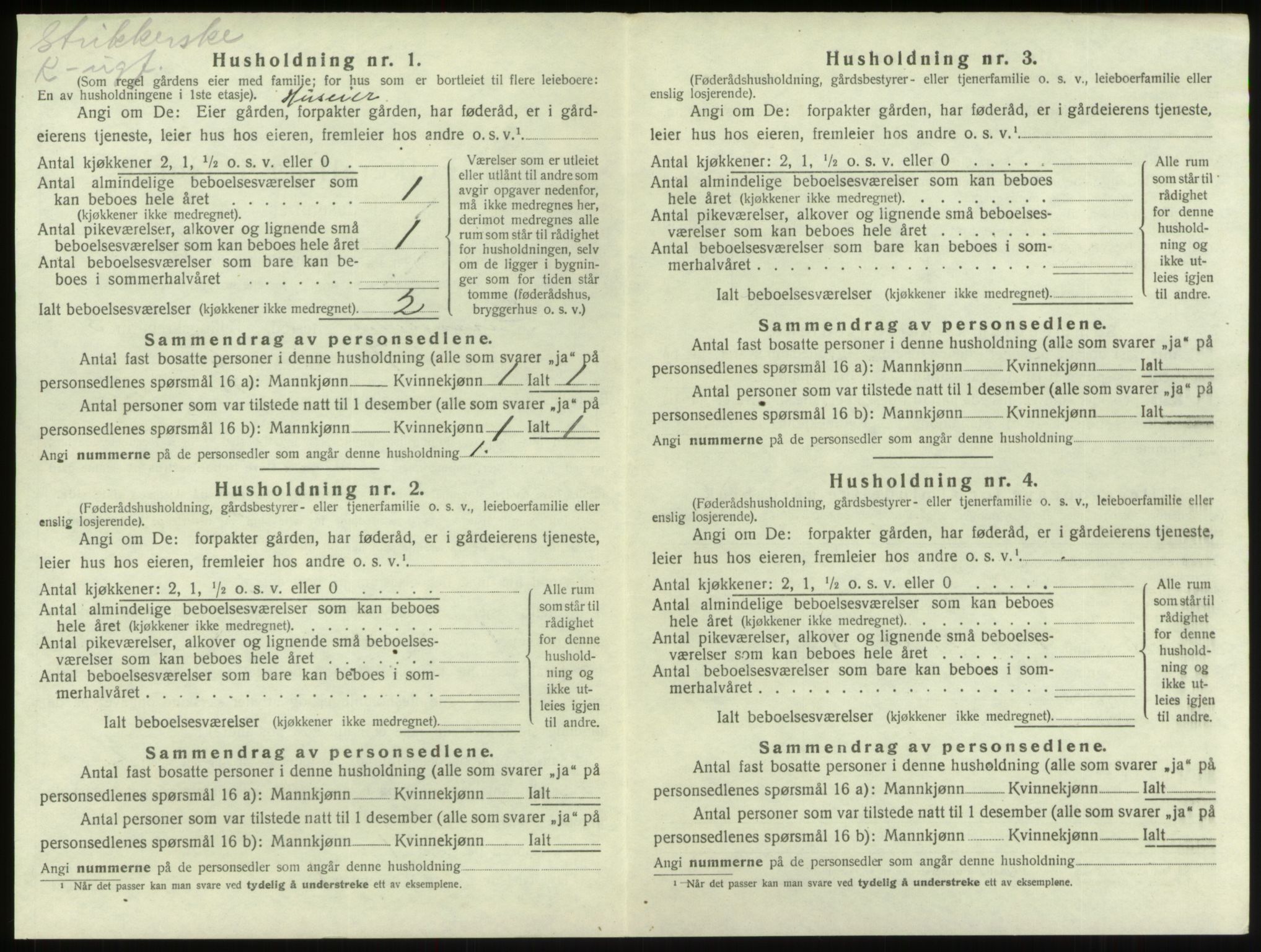 SAB, 1920 census for Innvik, 1920, p. 224