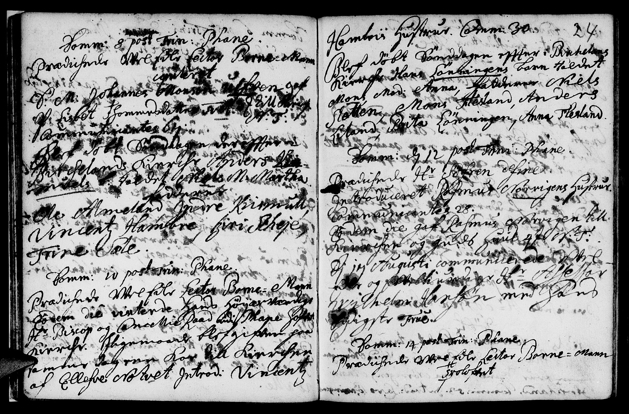 Fana Sokneprestembete, AV/SAB-A-75101/H/Haa/Haaa/L0001: Parish register (official) no. A 1, 1712-1719, p. 24