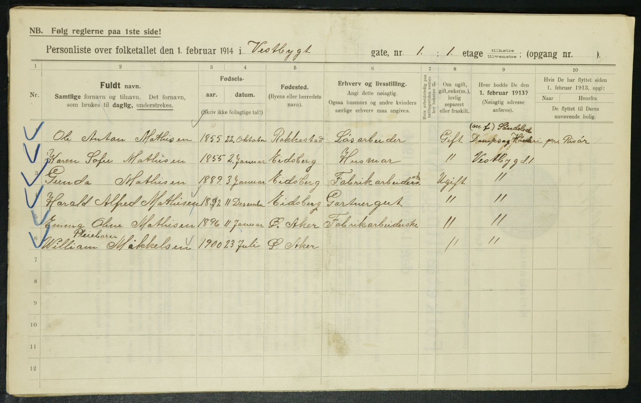 OBA, Municipal Census 1914 for Kristiania, 1914, p. 123345