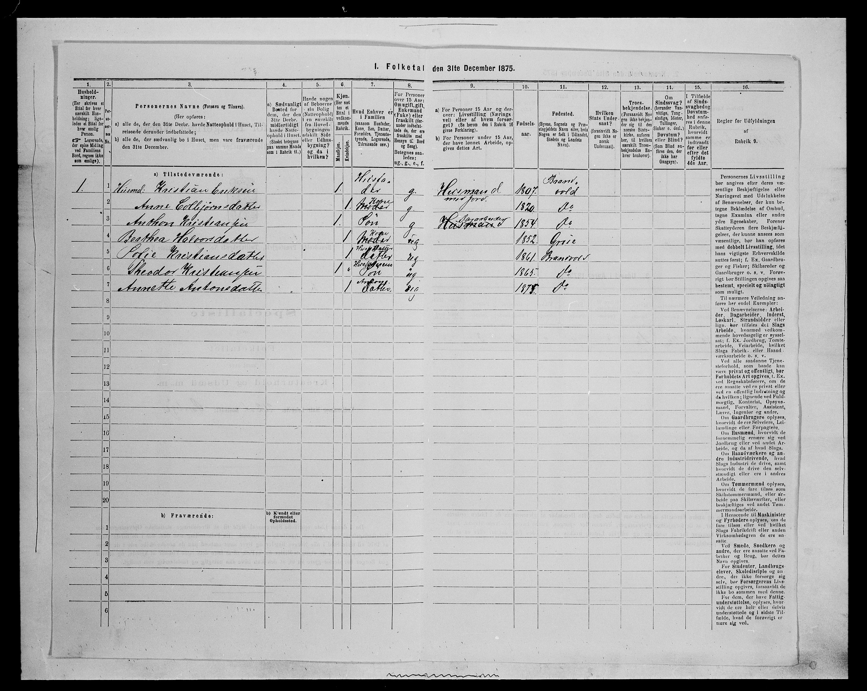 SAH, 1875 census for 0422P Brandval, 1875, p. 85