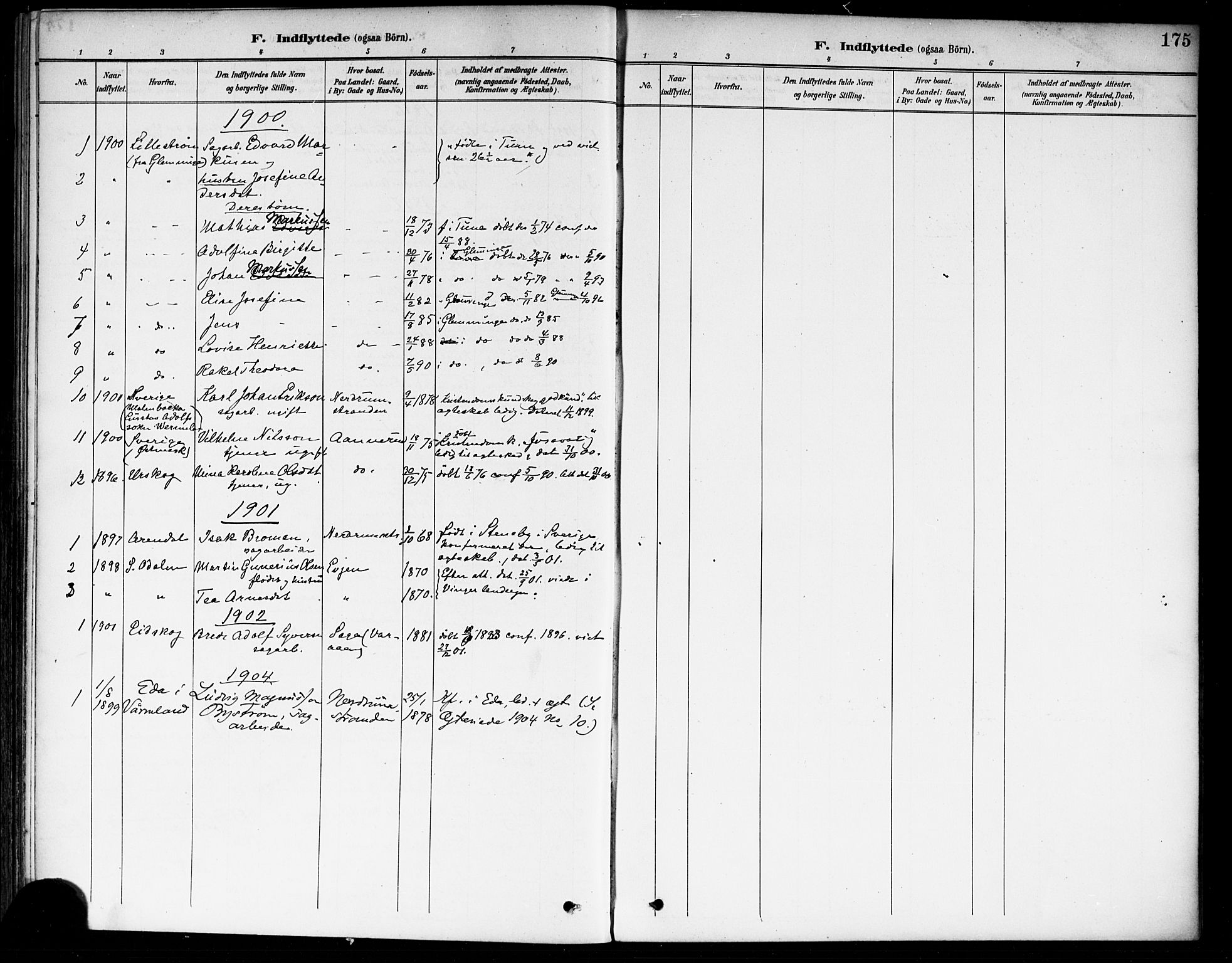 Fet prestekontor Kirkebøker, SAO/A-10370a/F/Fa/L0015: Parish register (official) no. I 15, 1892-1904, p. 175