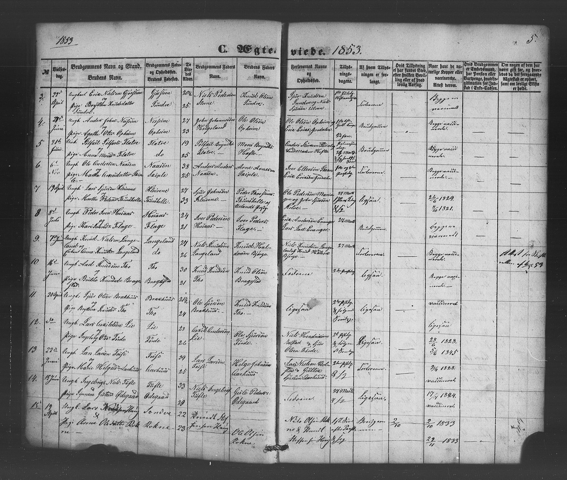Voss sokneprestembete, AV/SAB-A-79001/H/Haa: Parish register (official) no. A 19, 1851-1886, p. 5