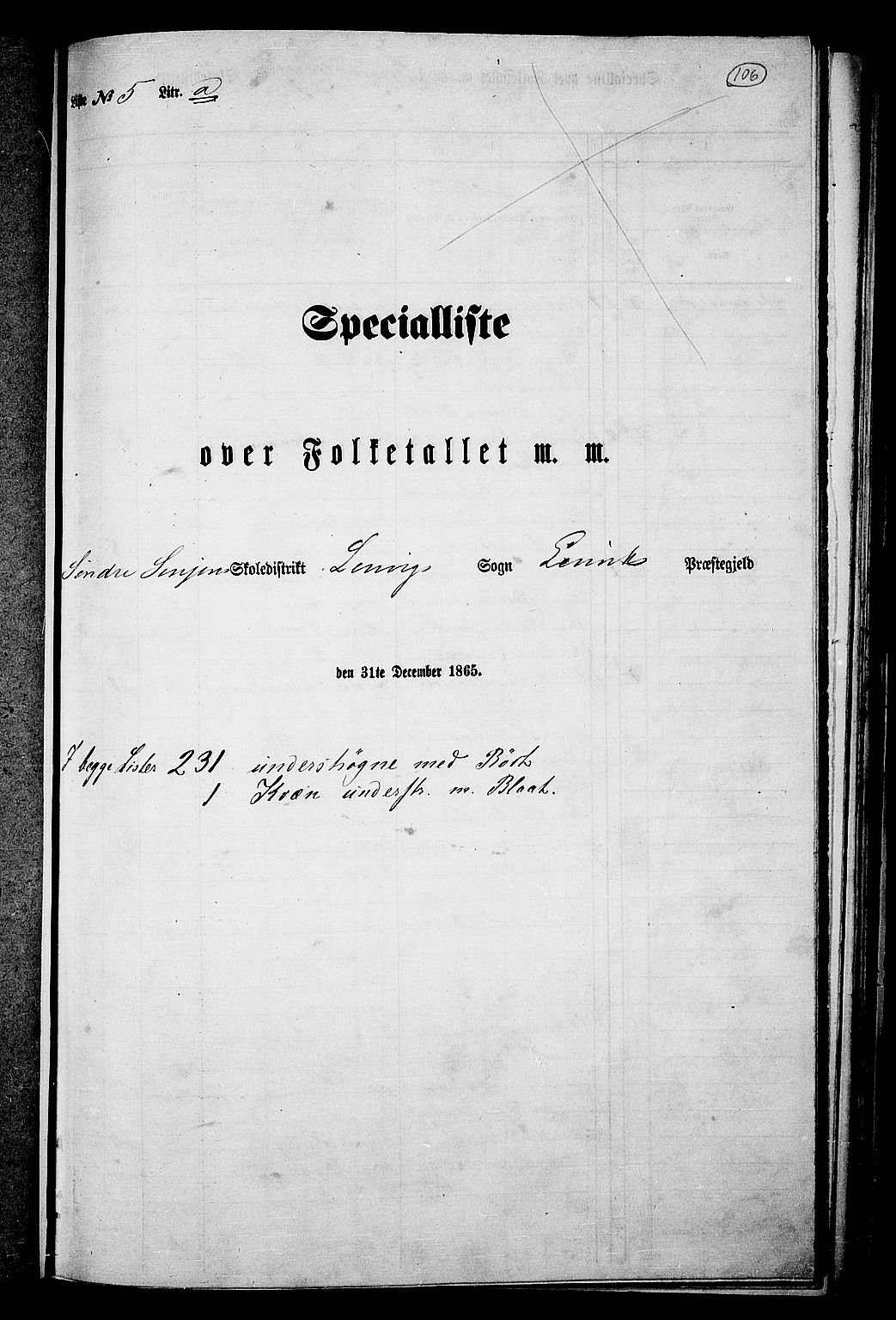 RA, 1865 census for Lenvik, 1865, p. 92