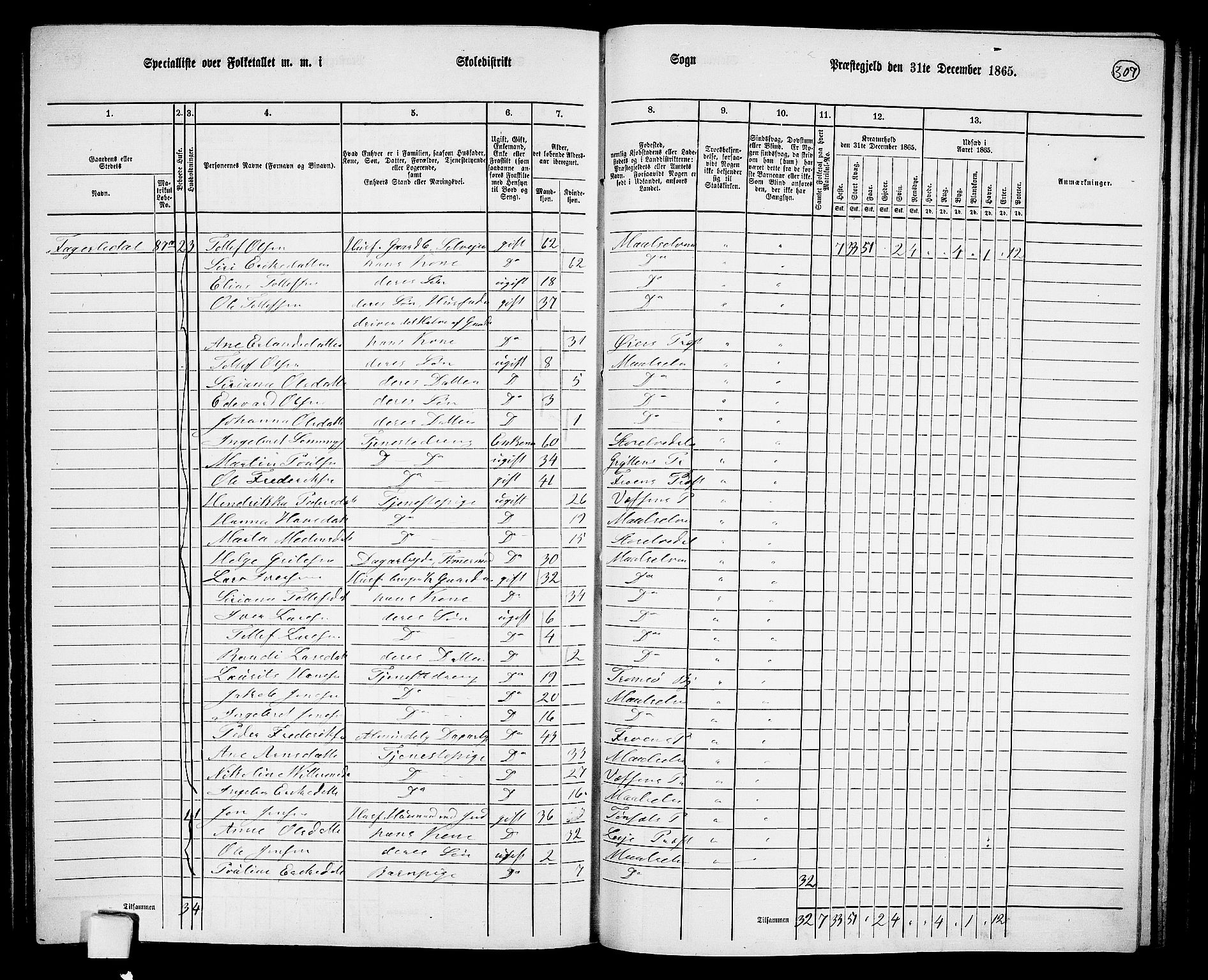 RA, 1865 census for Målselv, 1865, p. 123