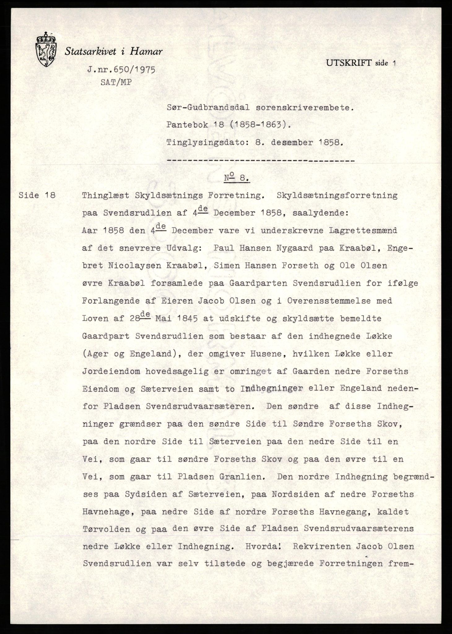 Avskriftssamlingen ved Statsarkivet i Hamar, AV/SAH-AVSKRIFT-001/H/Hc/Hca/Hcaa/L0012: Pantebok for Sør-Gudbrandsdal, 1858-1863