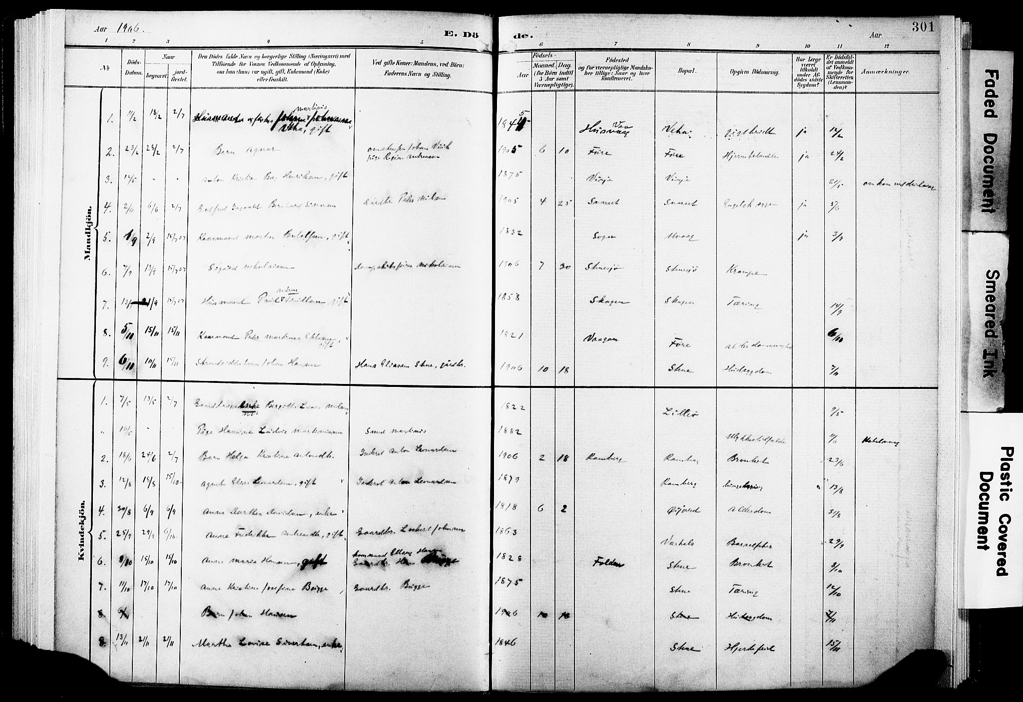 Ministerialprotokoller, klokkerbøker og fødselsregistre - Nordland, AV/SAT-A-1459/891/L1305: Parish register (official) no. 891A10, 1895-1921, p. 301