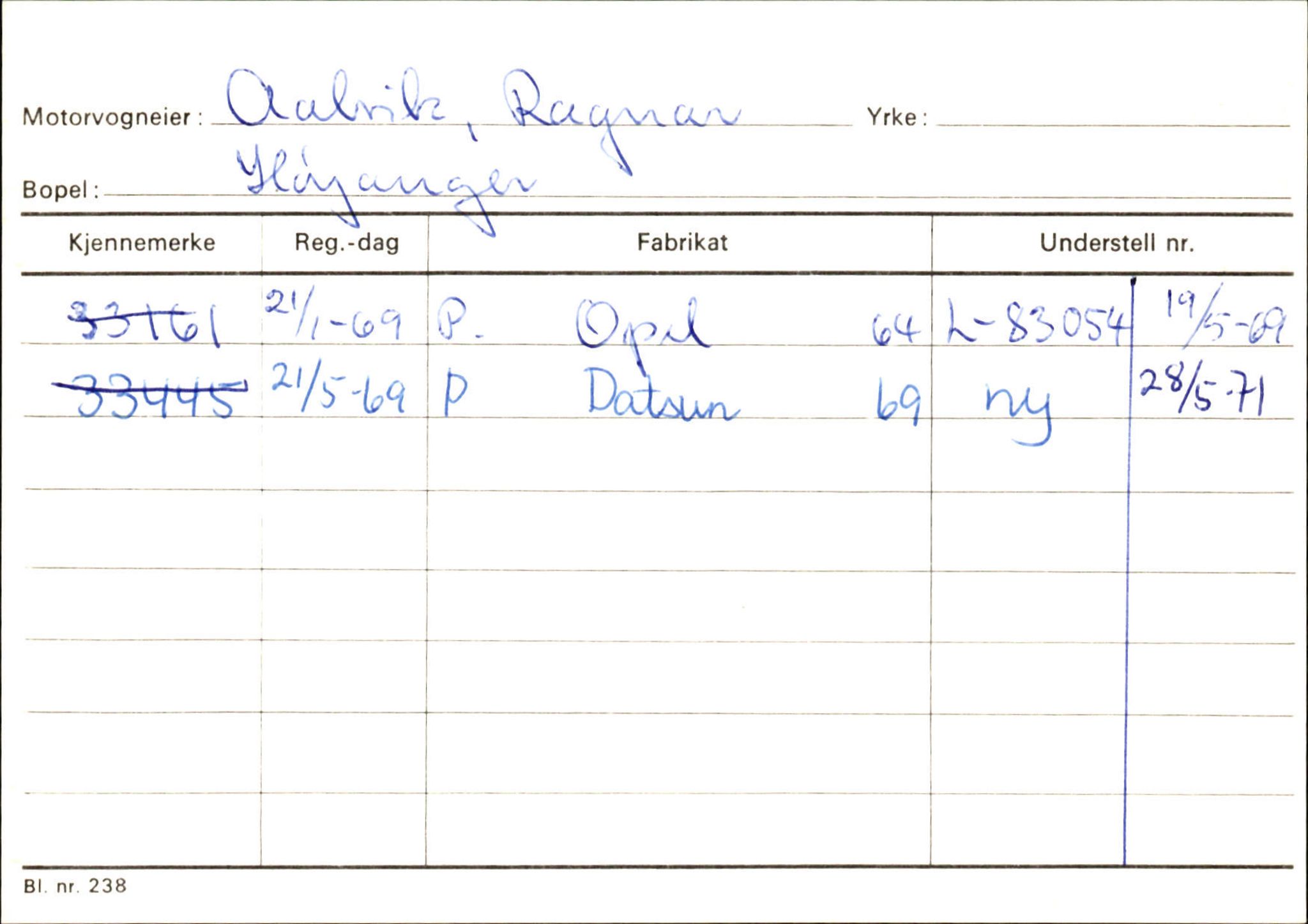 Statens vegvesen, Sogn og Fjordane vegkontor, SAB/A-5301/4/F/L0131: Eigarregister Høyanger P-Å. Stryn S-Å, 1945-1975, p. 1097