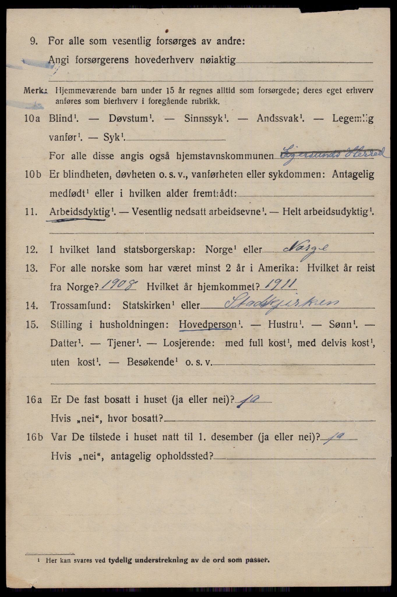 SAST, 1920 census for Eigersund, 1920, p. 1162