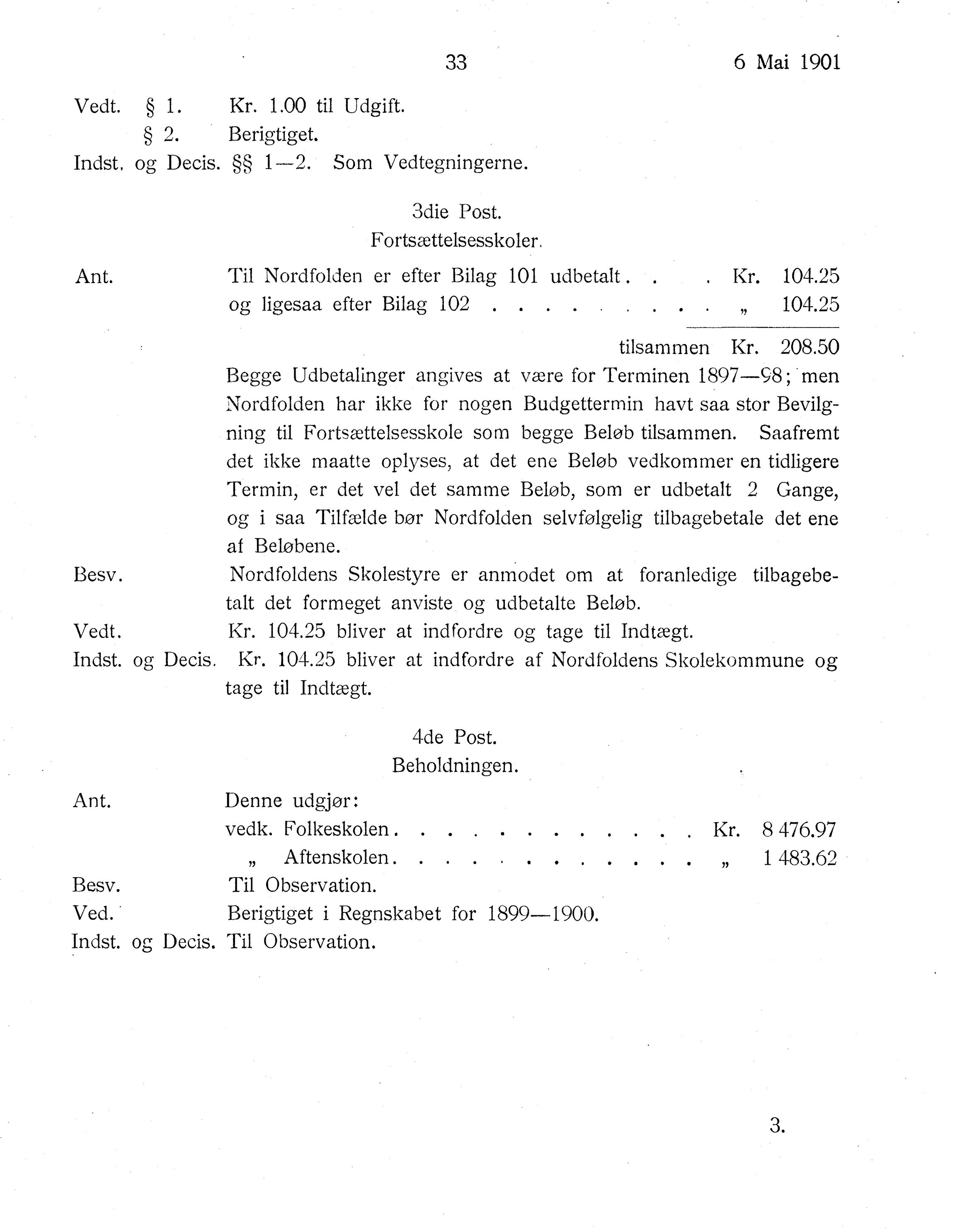 Nordland Fylkeskommune. Fylkestinget, AIN/NFK-17/176/A/Ac/L0024: Fylkestingsforhandlinger 1901, 1901