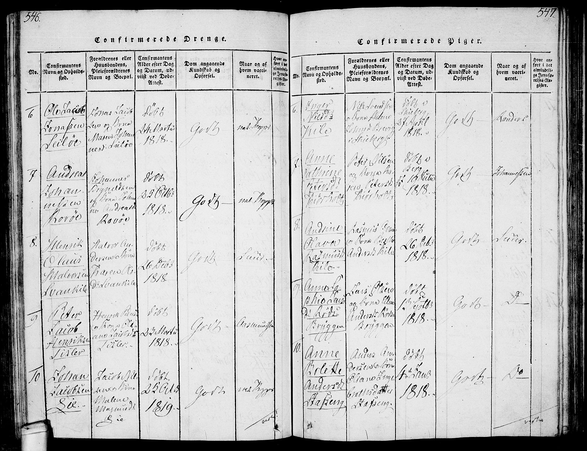 Hvaler prestekontor Kirkebøker, SAO/A-2001/F/Fa/L0005: Parish register (official) no. I 5, 1816-1845, p. 546-547