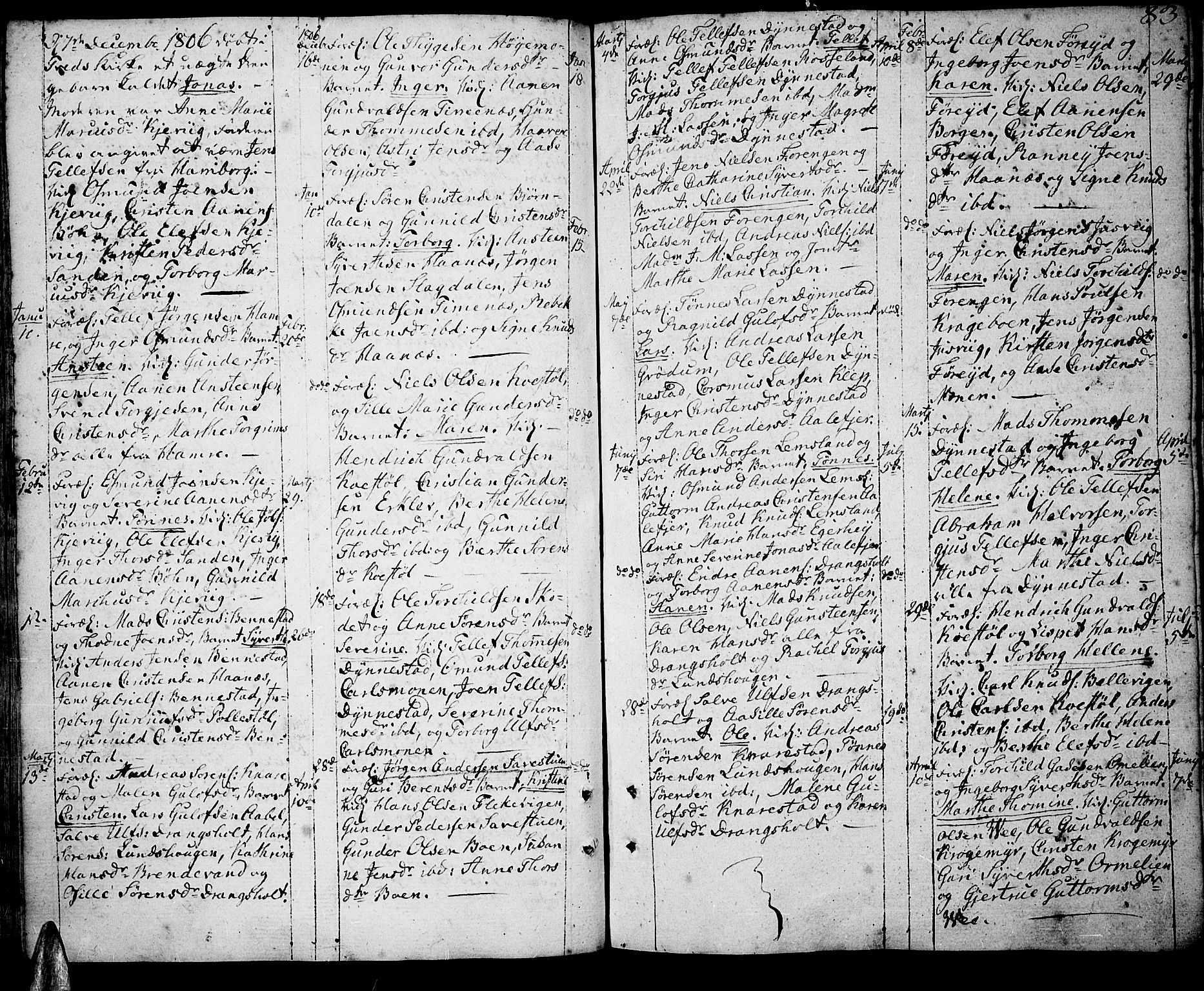 Tveit sokneprestkontor, AV/SAK-1111-0043/F/Fa/L0001: Parish register (official) no. A 1, 1794-1819, p. 83