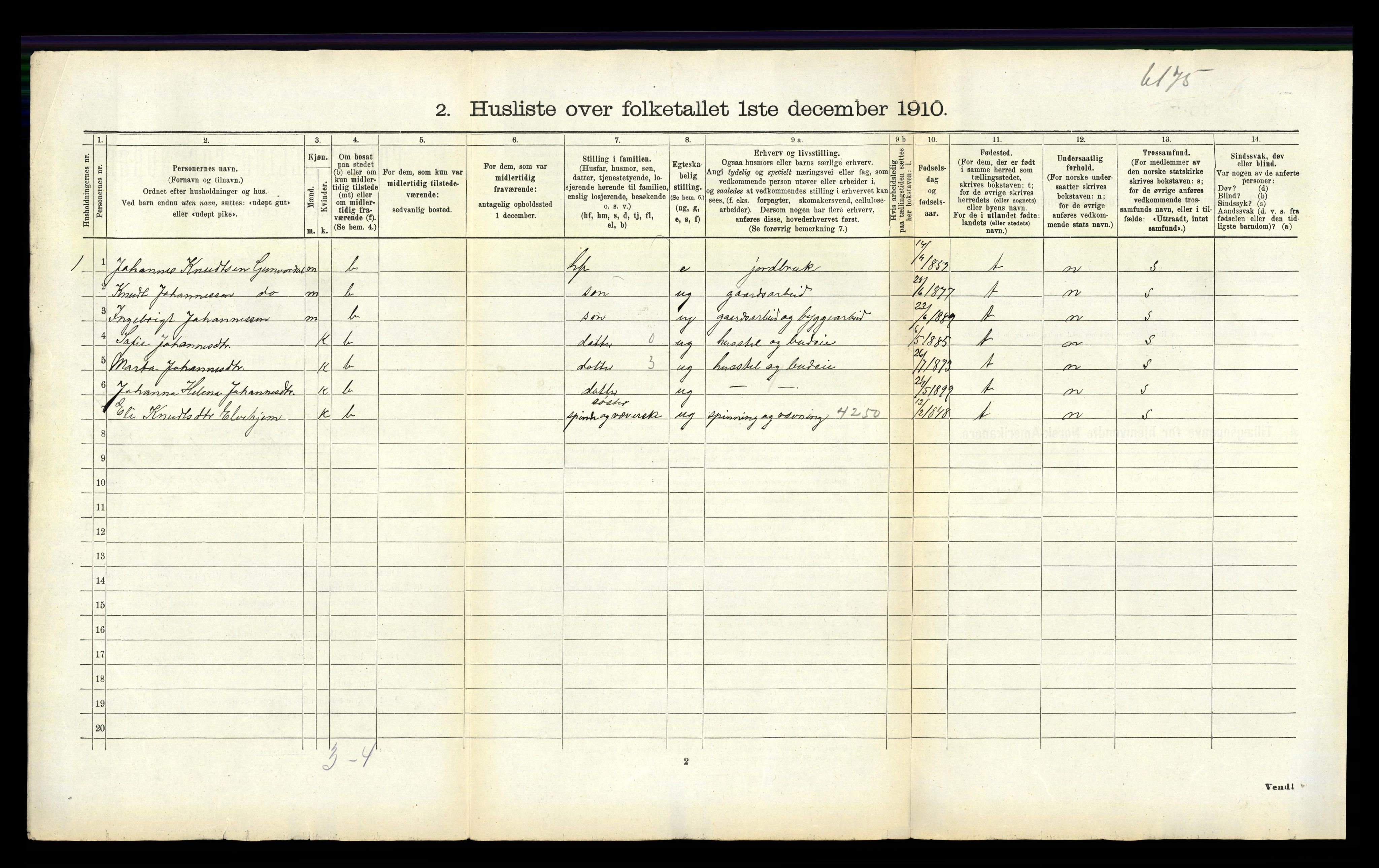 RA, 1910 census for Sogndal, 1910, p. 709