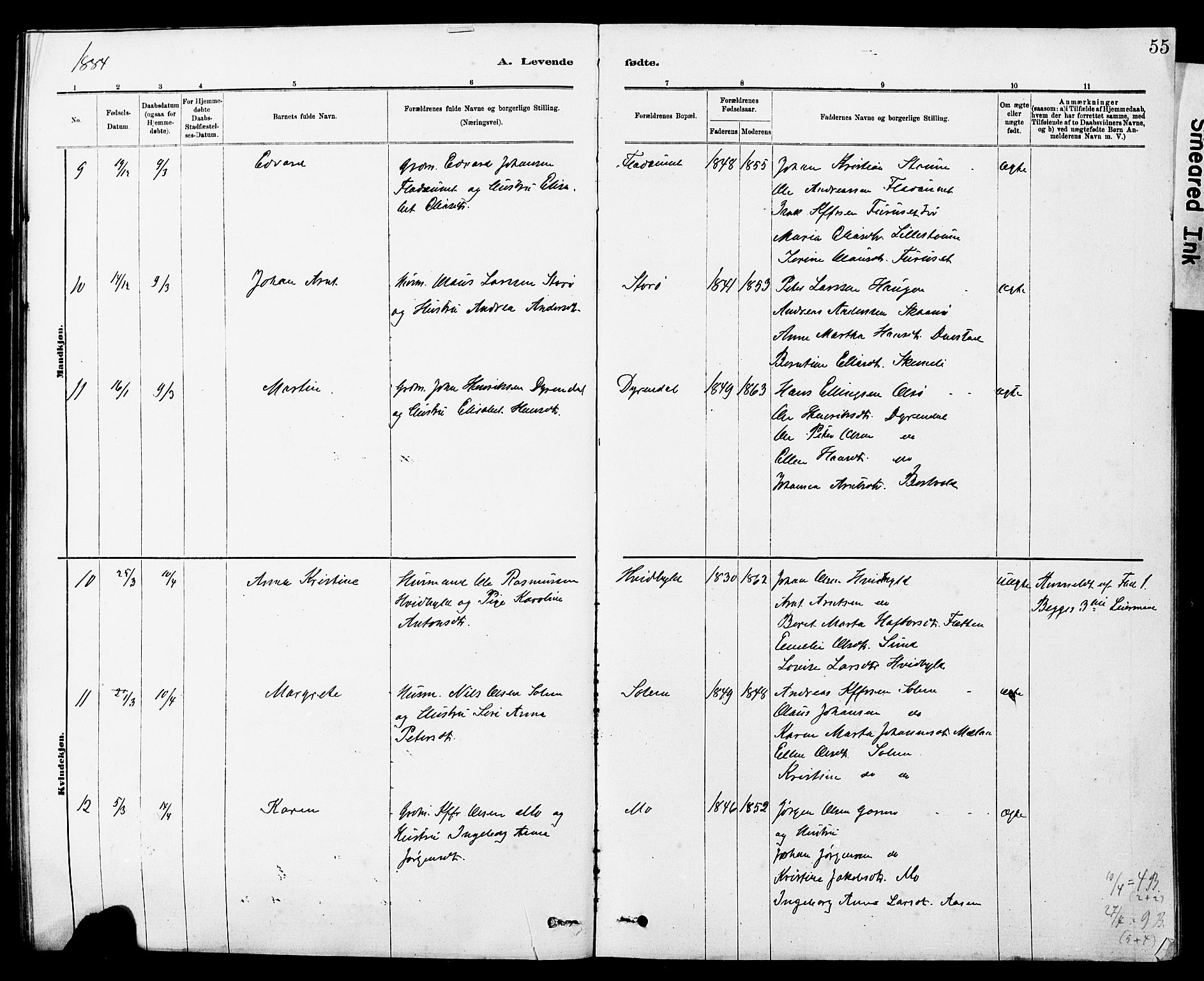 Ministerialprotokoller, klokkerbøker og fødselsregistre - Sør-Trøndelag, AV/SAT-A-1456/647/L0636: Parish register (copy) no. 647C01, 1881-1884, p. 55