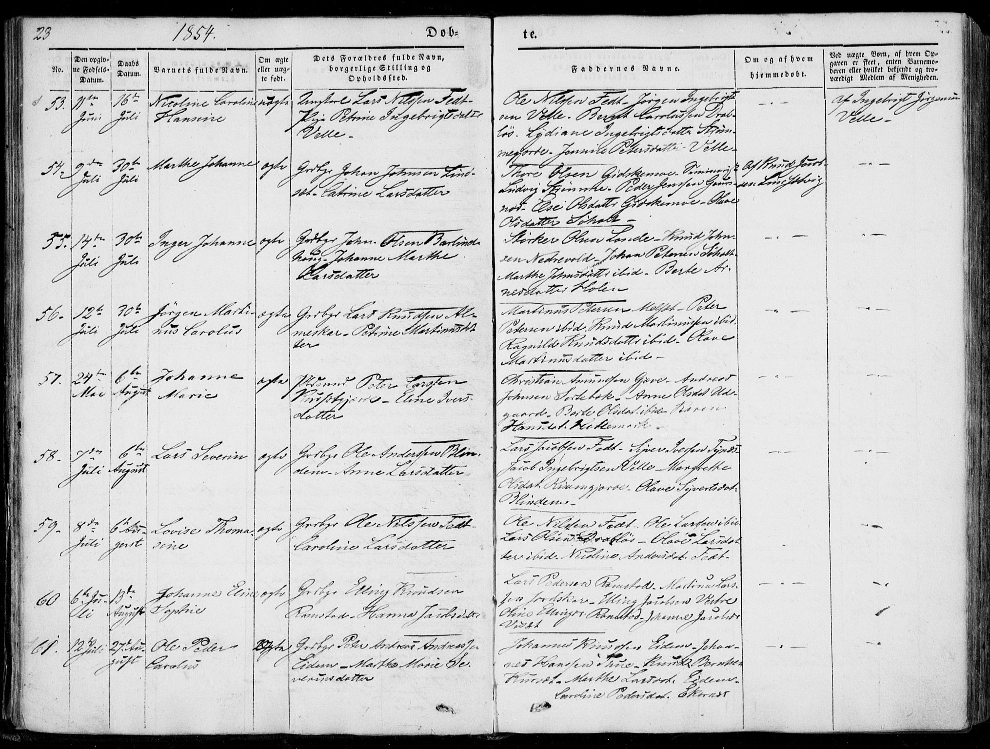 Ministerialprotokoller, klokkerbøker og fødselsregistre - Møre og Romsdal, AV/SAT-A-1454/522/L0313: Parish register (official) no. 522A08, 1852-1862, p. 23