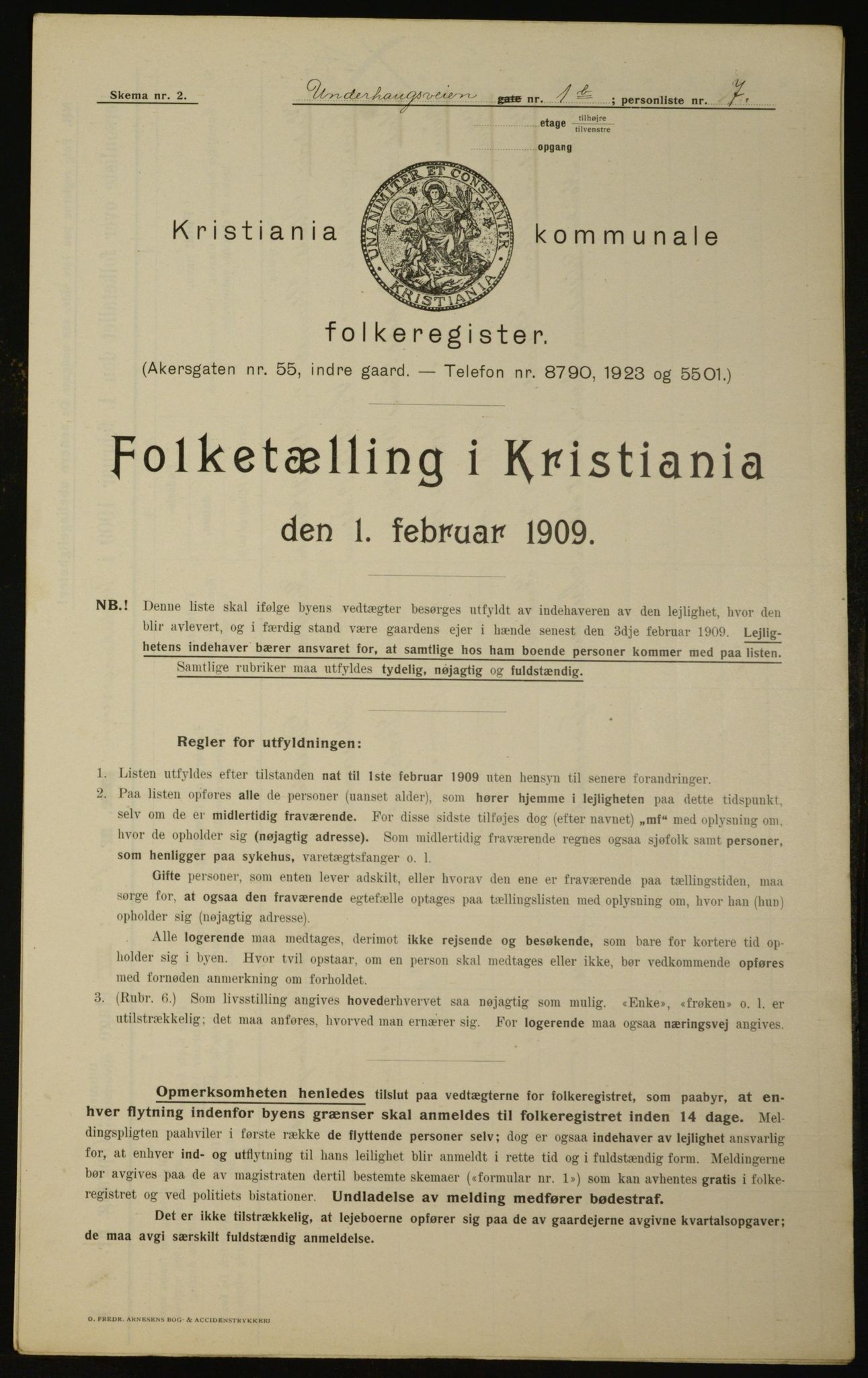 OBA, Municipal Census 1909 for Kristiania, 1909, p. 108607