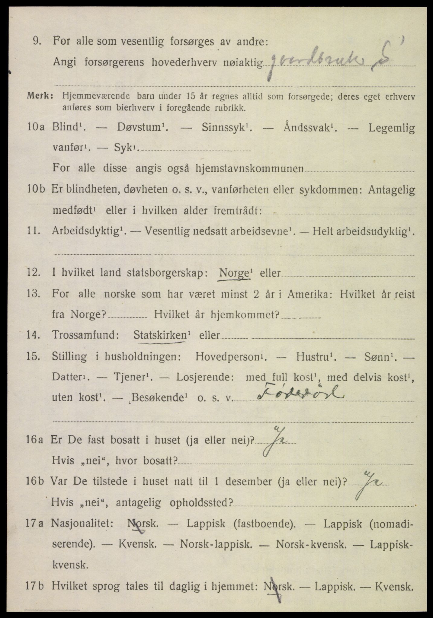 SAT, 1920 census for Nordli, 1920, p. 1106