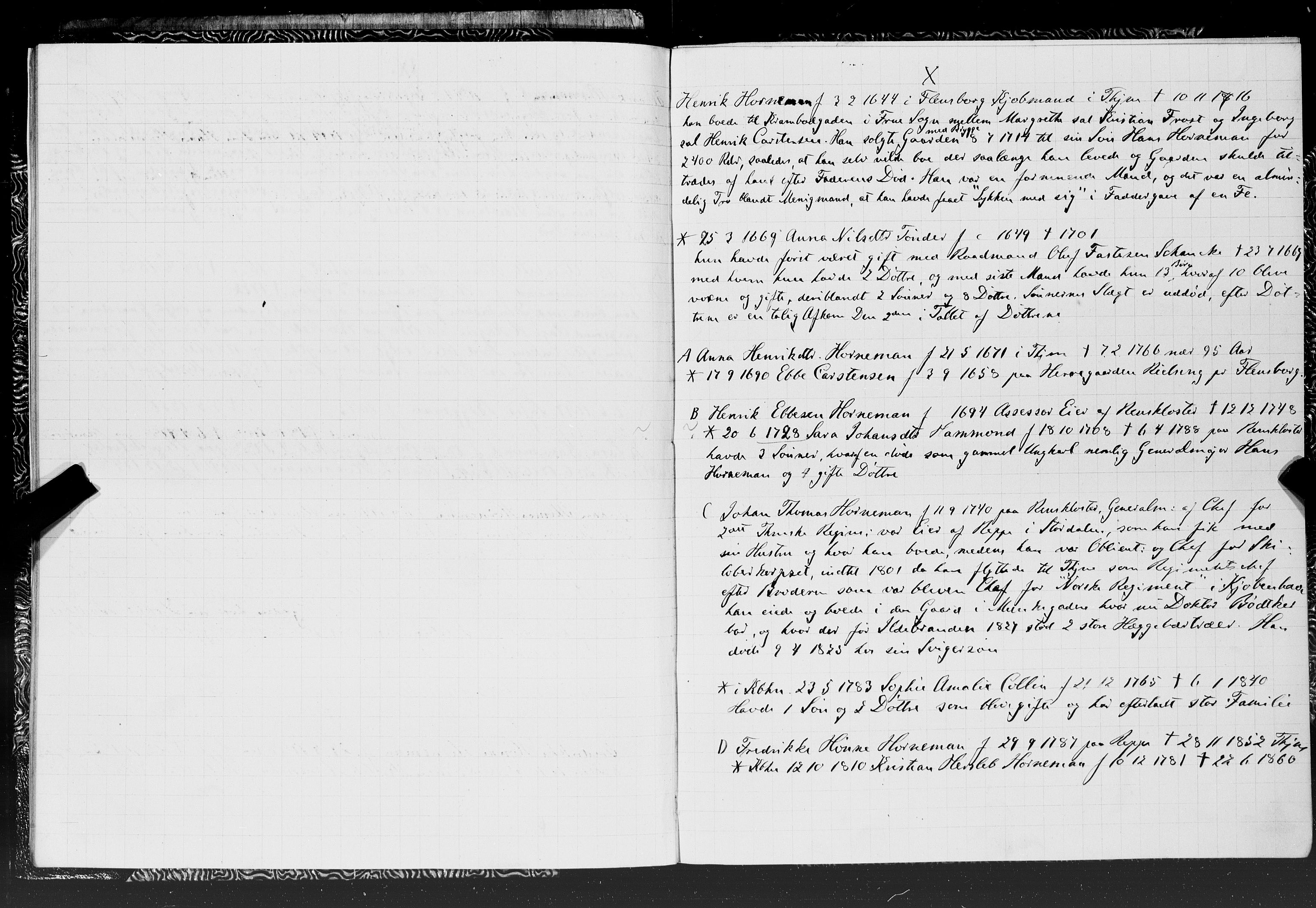 Hornemans samlinger, SAT/PA-X/A/L0014: Jakob Hersleb Hornemans forfedre, 1600-1886