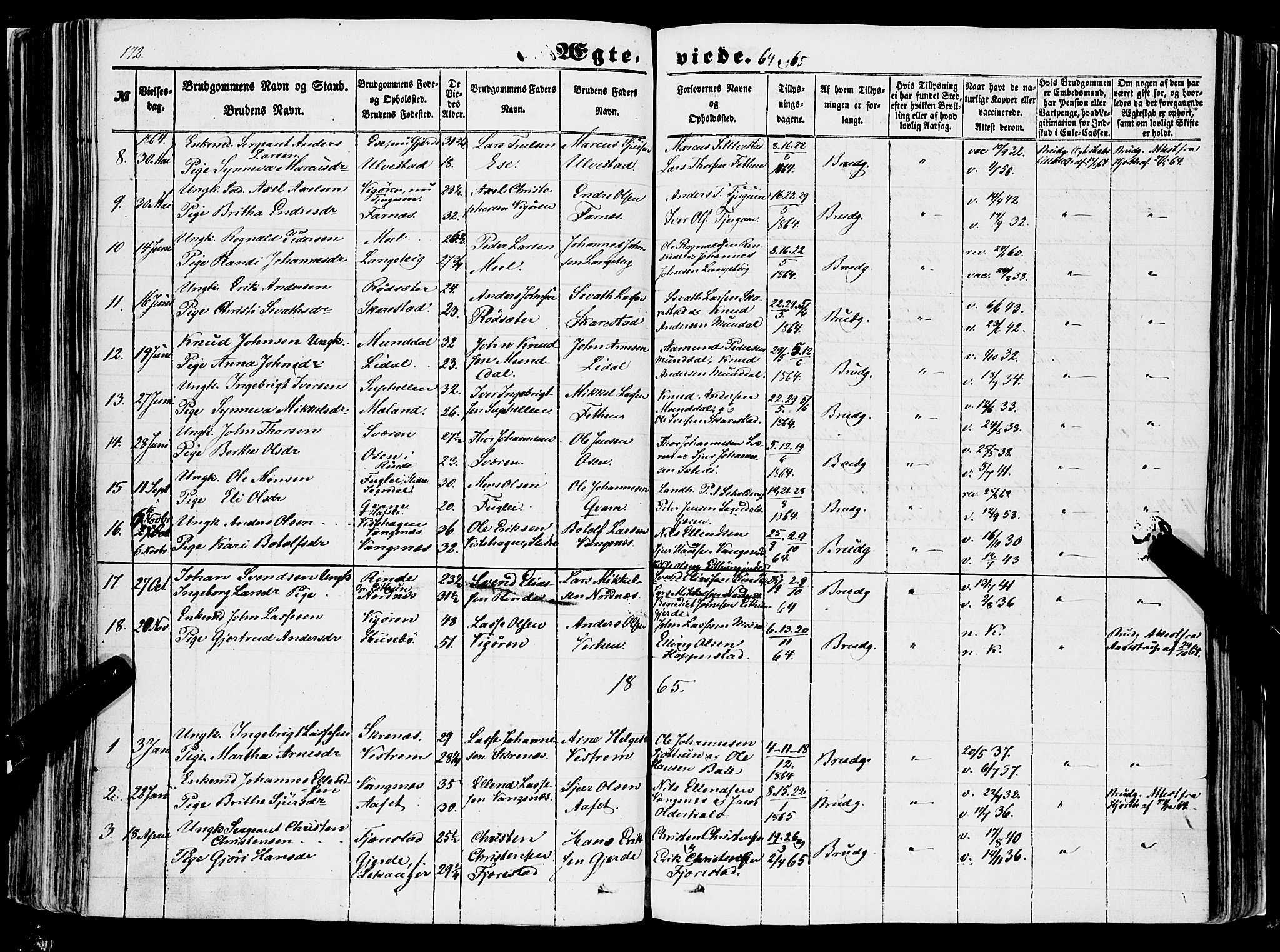 Balestrand sokneprestembete, AV/SAB-A-79601/H/Haa/Haaa/L0002: Parish register (official) no. A 2, 1847-1866, p. 172