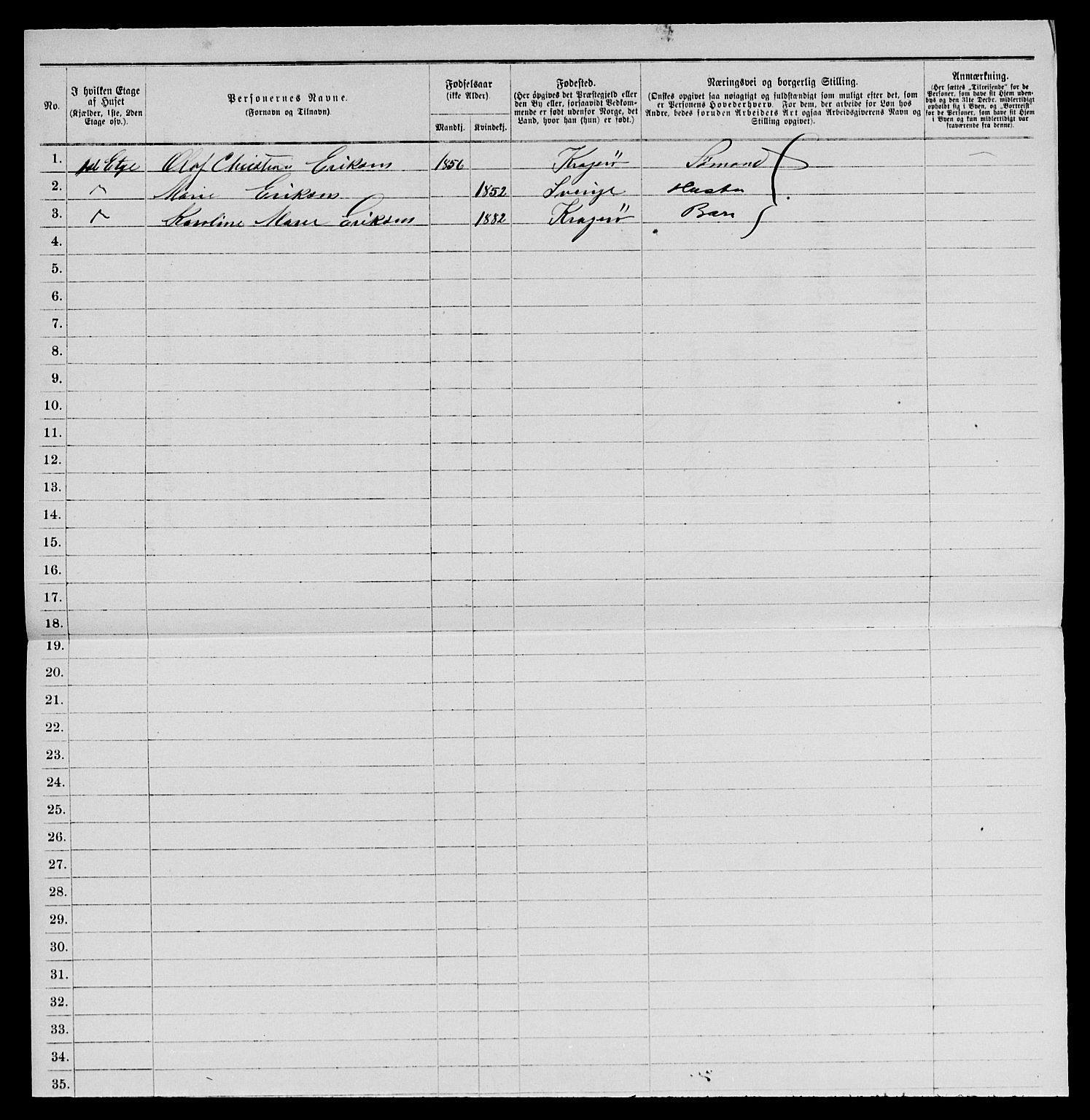 SAKO, 1885 census for 0801 Kragerø, 1885, p. 988