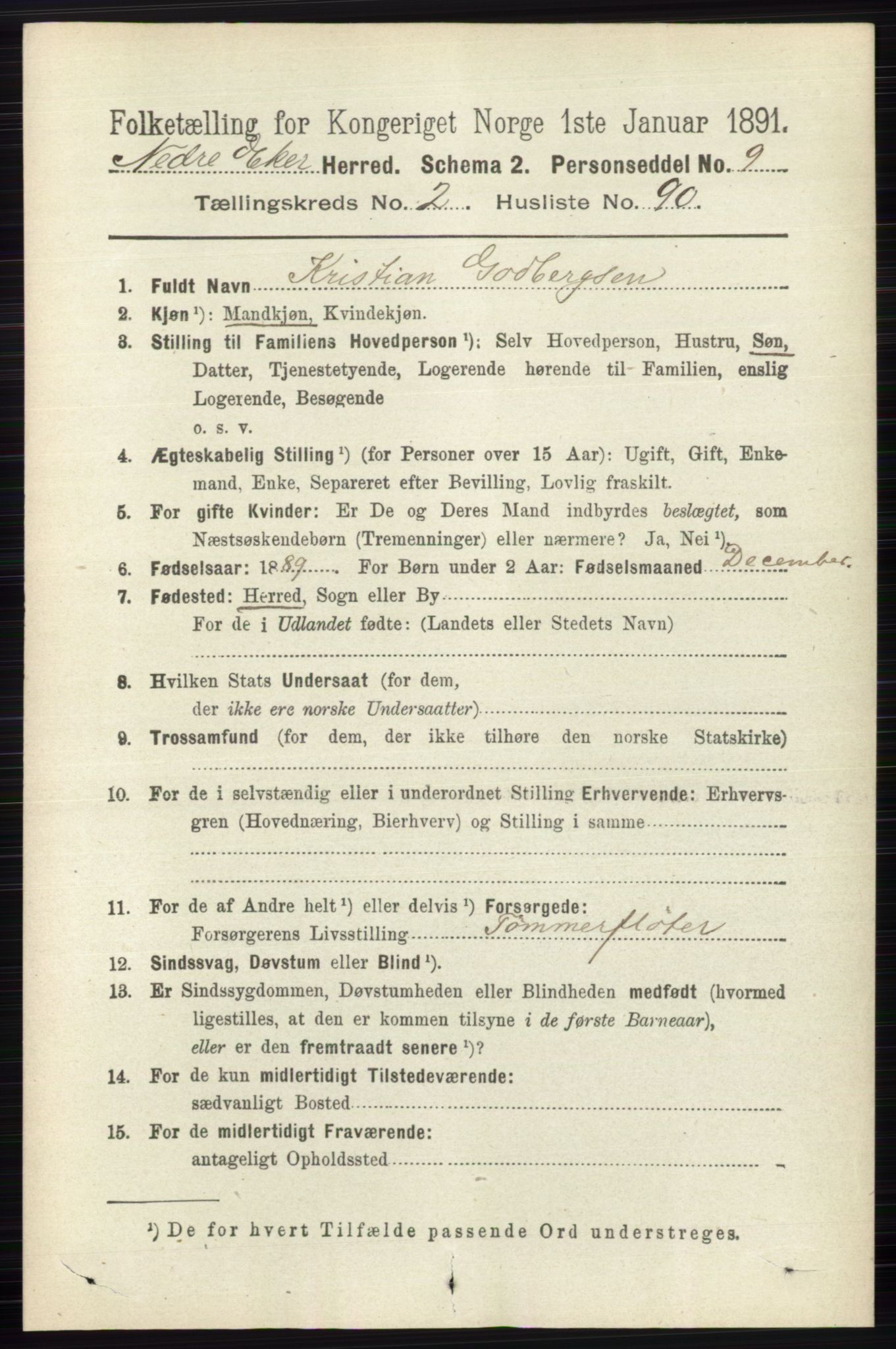 RA, 1891 census for 0625 Nedre Eiker, 1891, p. 1040