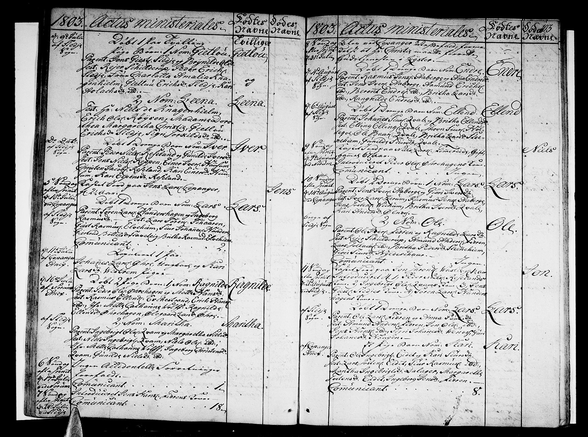 Sogndal sokneprestembete, AV/SAB-A-81301/H/Haa/Haaa/L0008: Parish register (official) no. A 8, 1795-1809, p. 103