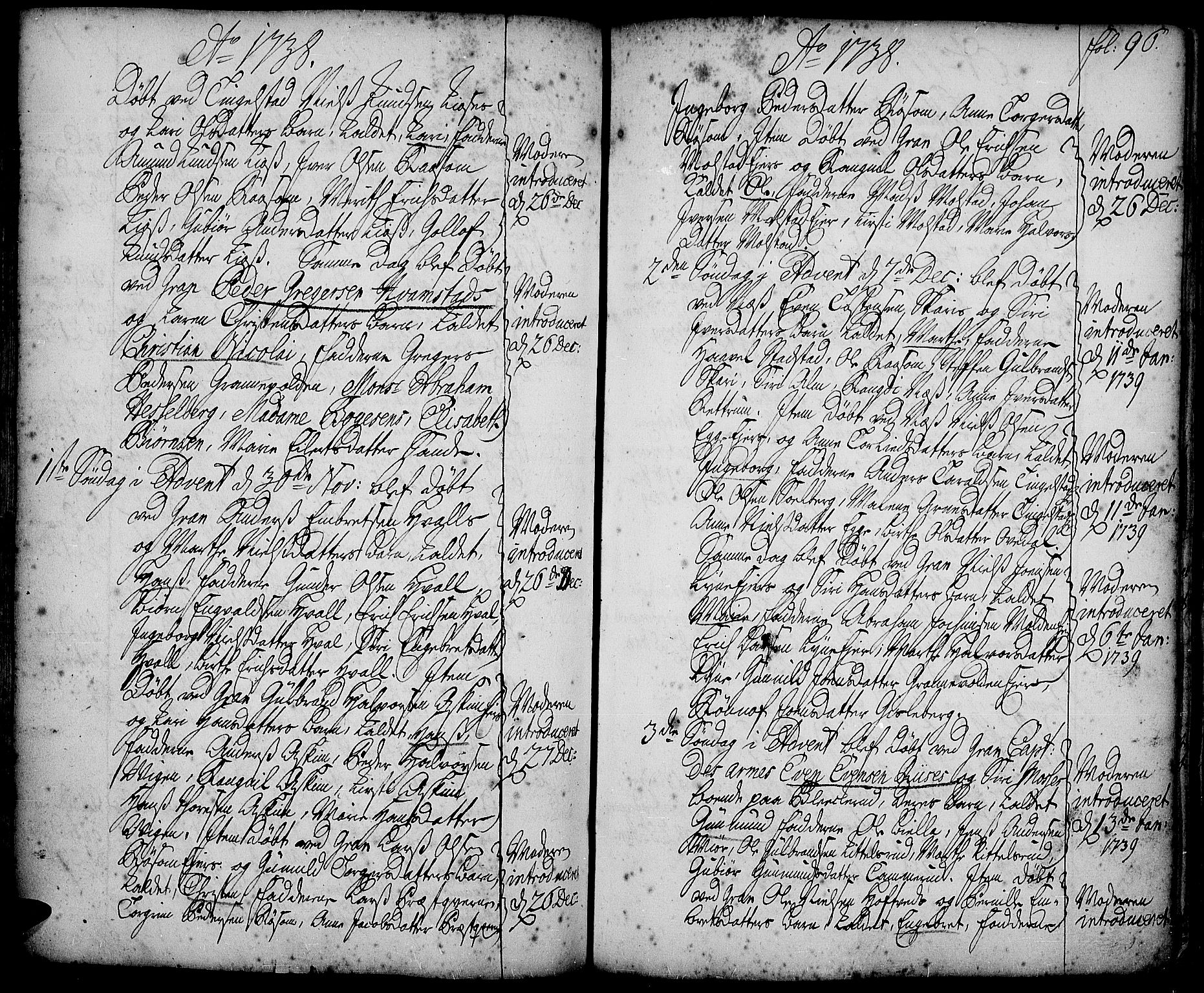 Gran prestekontor, AV/SAH-PREST-112/H/Ha/Haa/L0002: Parish register (official) no. 2, 1732-1744, p. 96