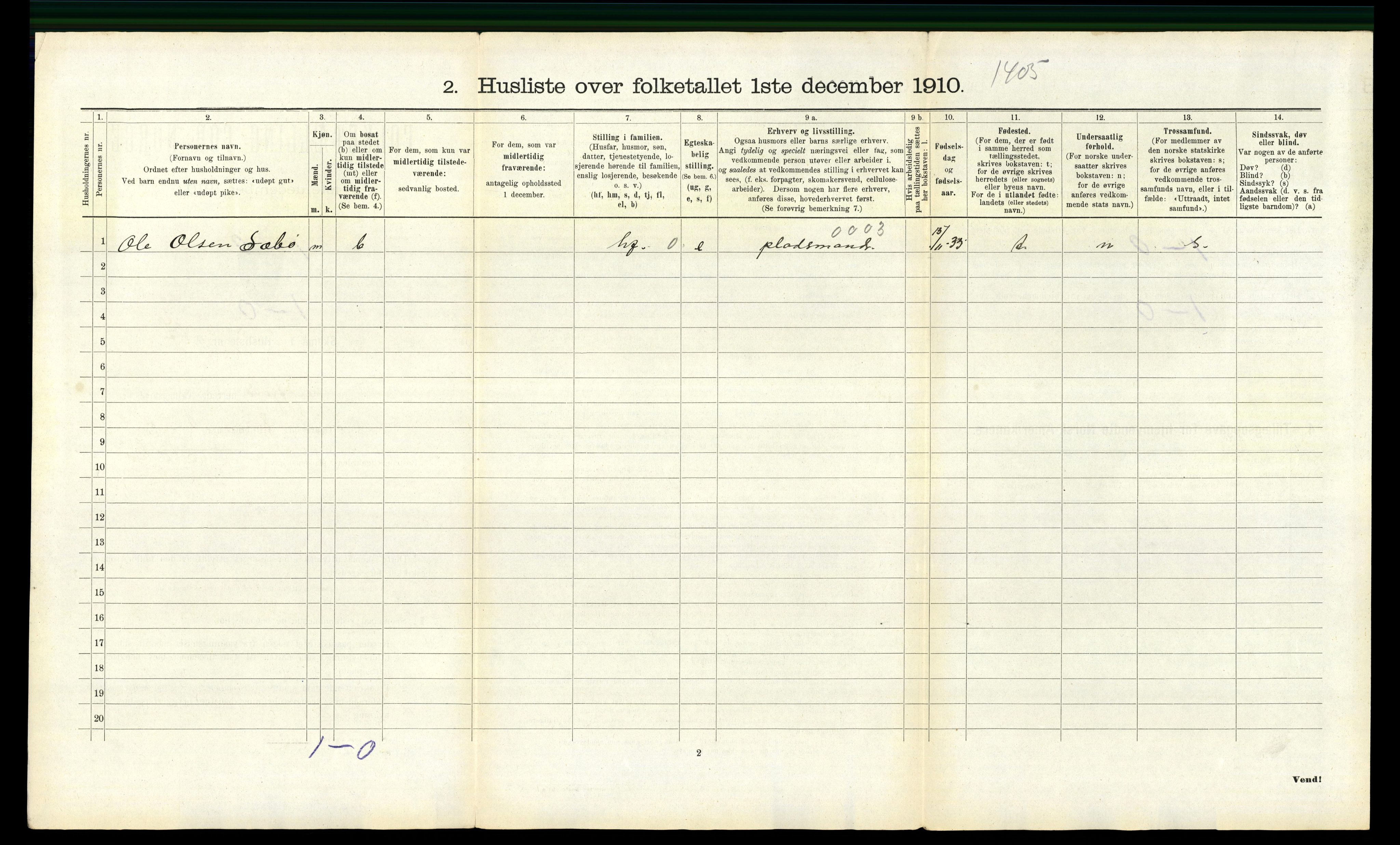 RA, 1910 census for Eidfjord, 1910, p. 422