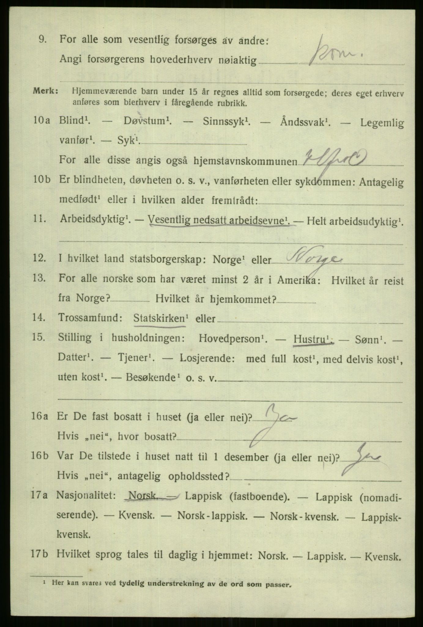 SATØ, 1920 census for Hammerfest, 1920, p. 5405