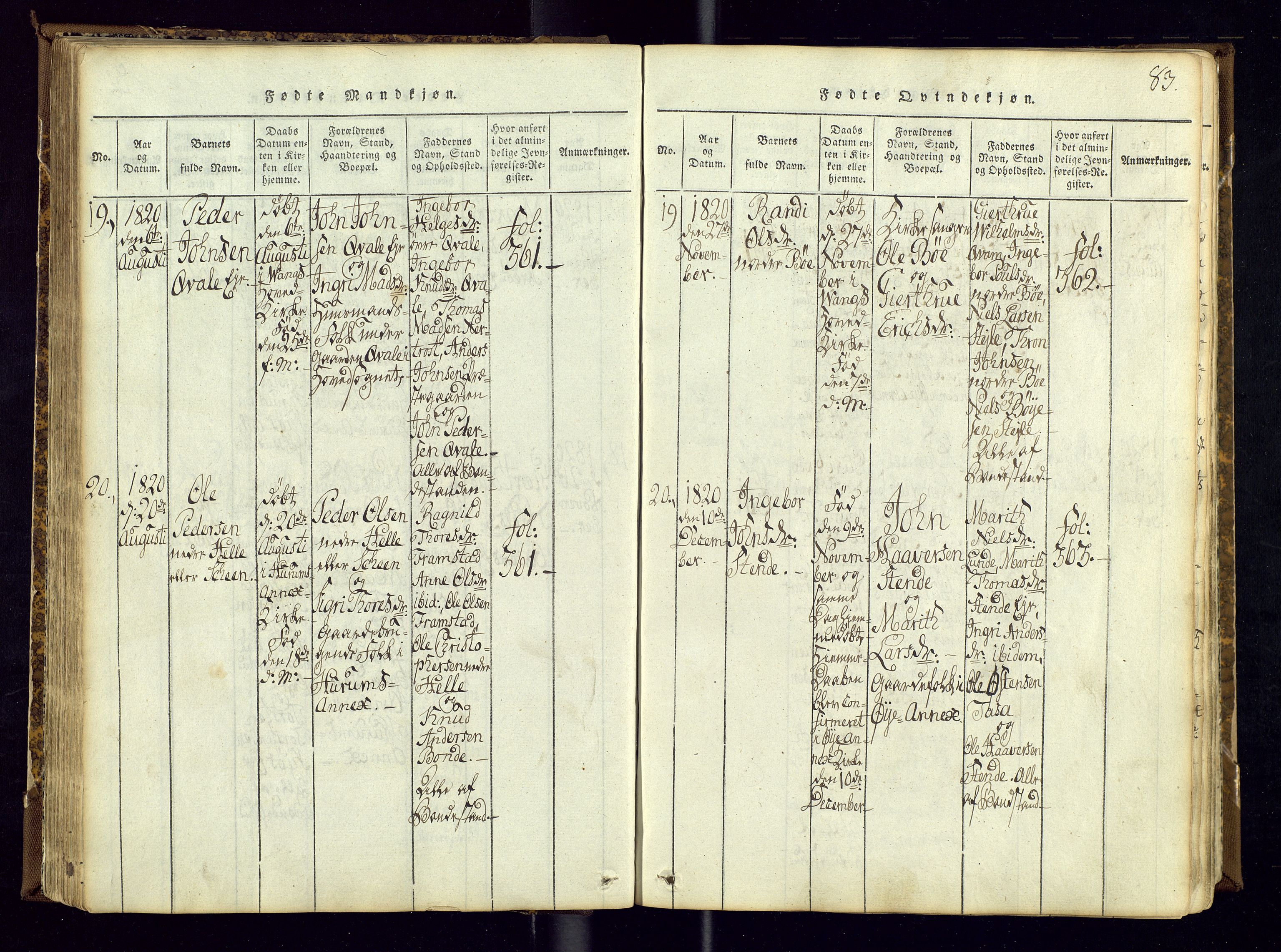 Vang prestekontor, Valdres, SAH/PREST-140/H/Ha/L0004: Parish register (official) no. 4, 1814-1831, p. 83