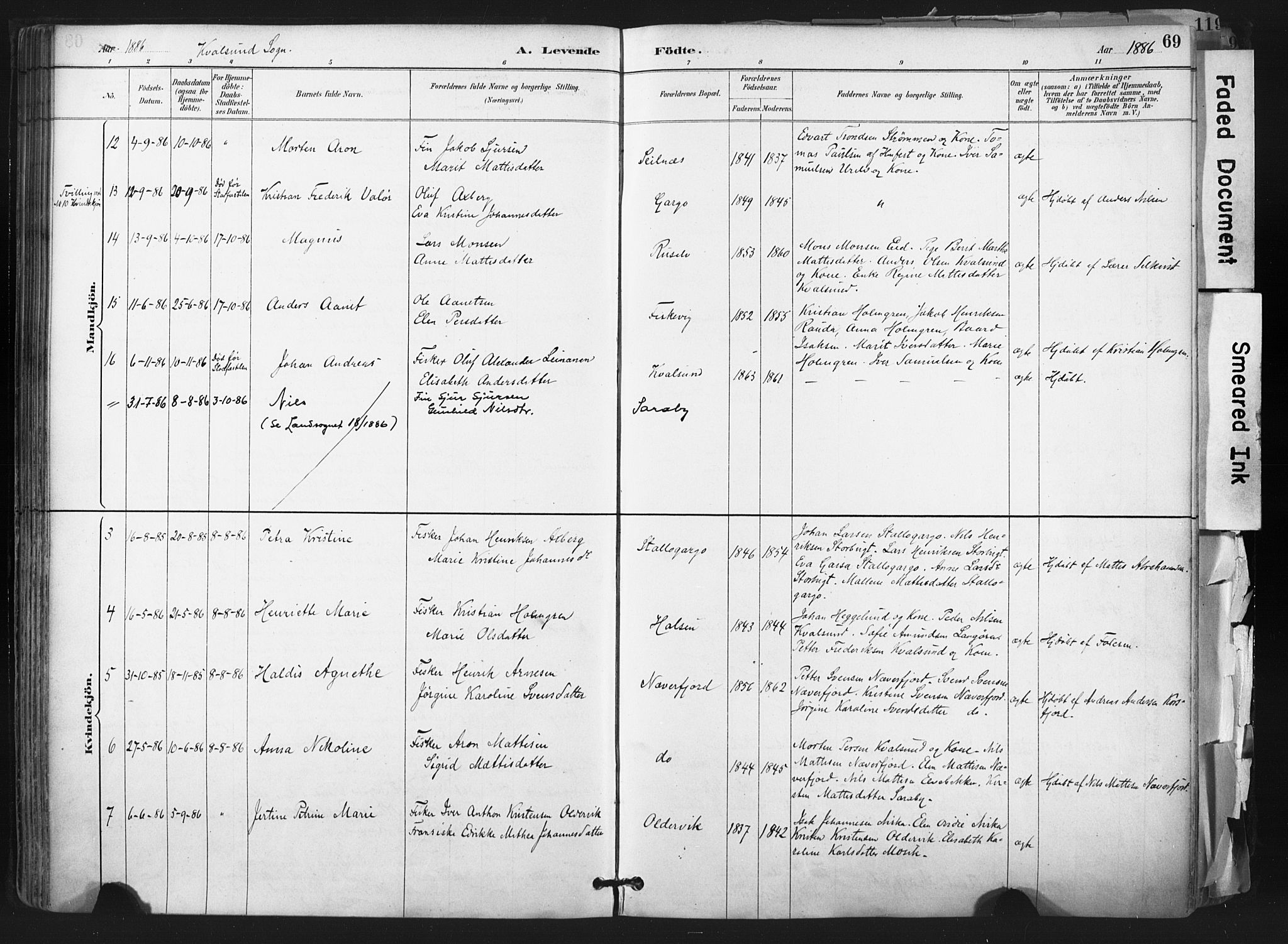 Hammerfest sokneprestkontor, AV/SATØ-S-1347/H/Ha/L0011.kirke: Parish register (official) no. 11 /2, 1885-1897, p. 69