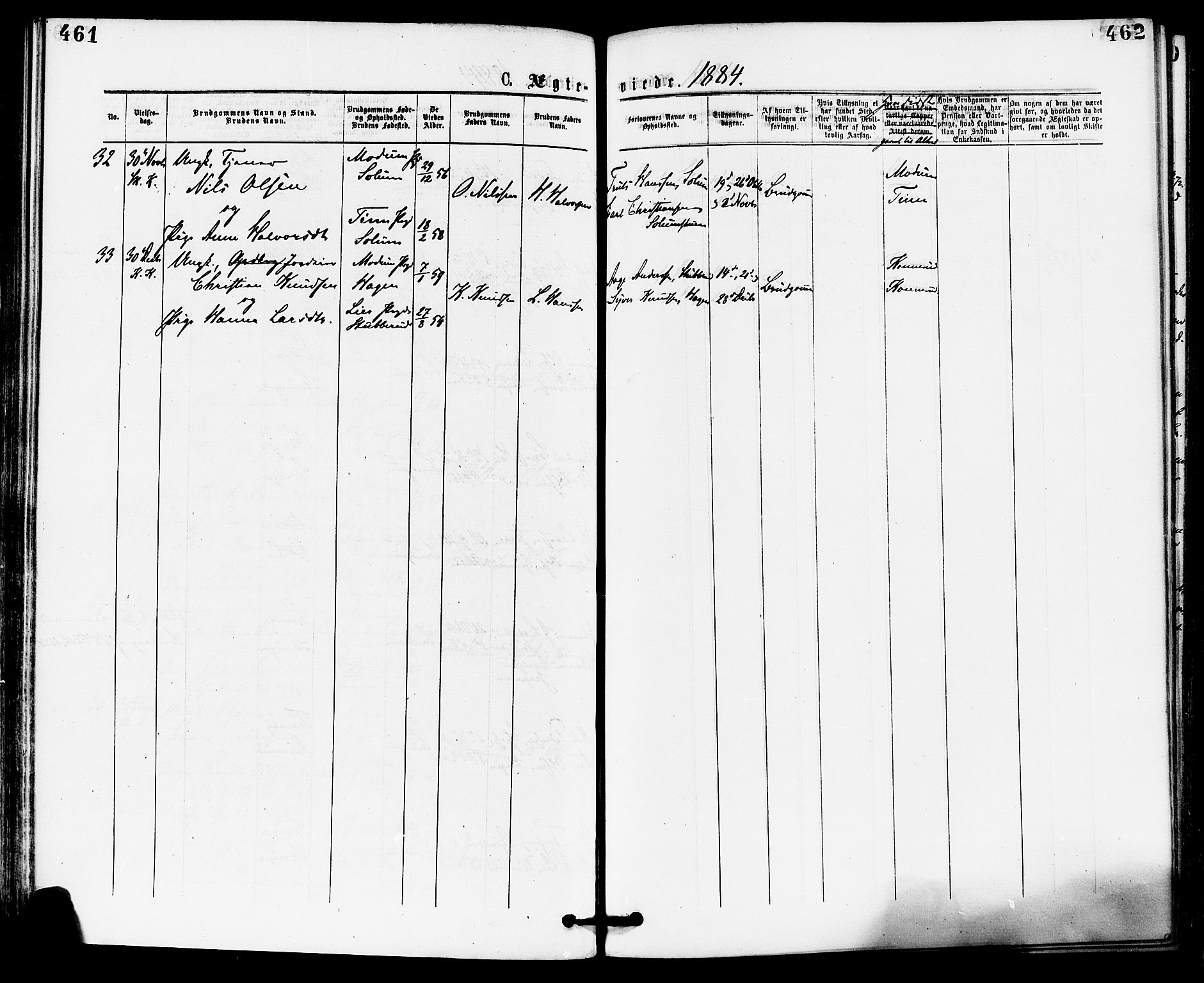 Skoger kirkebøker, AV/SAKO-A-59/F/Fa/L0005: Parish register (official) no. I 5, 1873-1884, p. 461-462