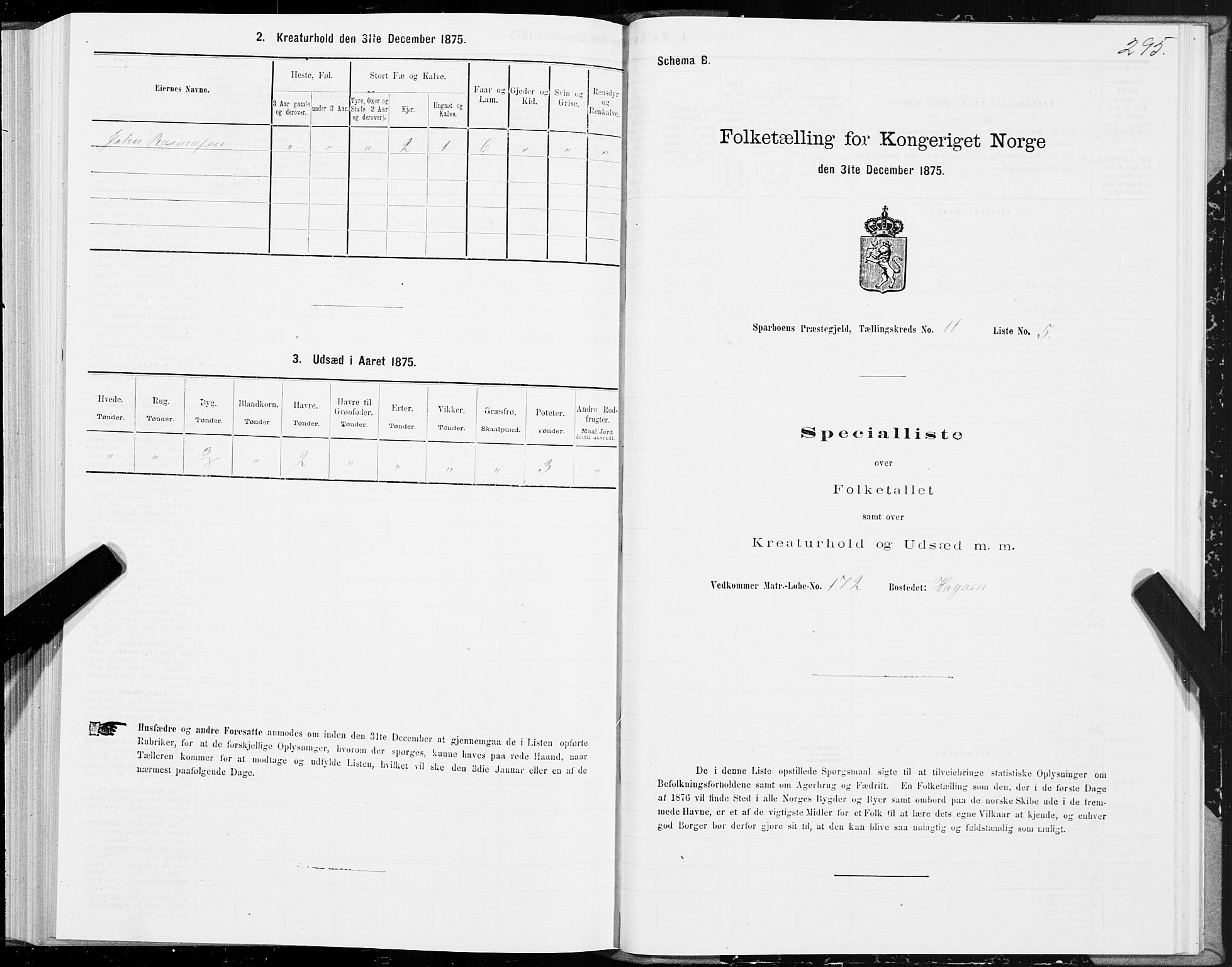 SAT, 1875 census for 1731P Sparbu, 1875, p. 4295