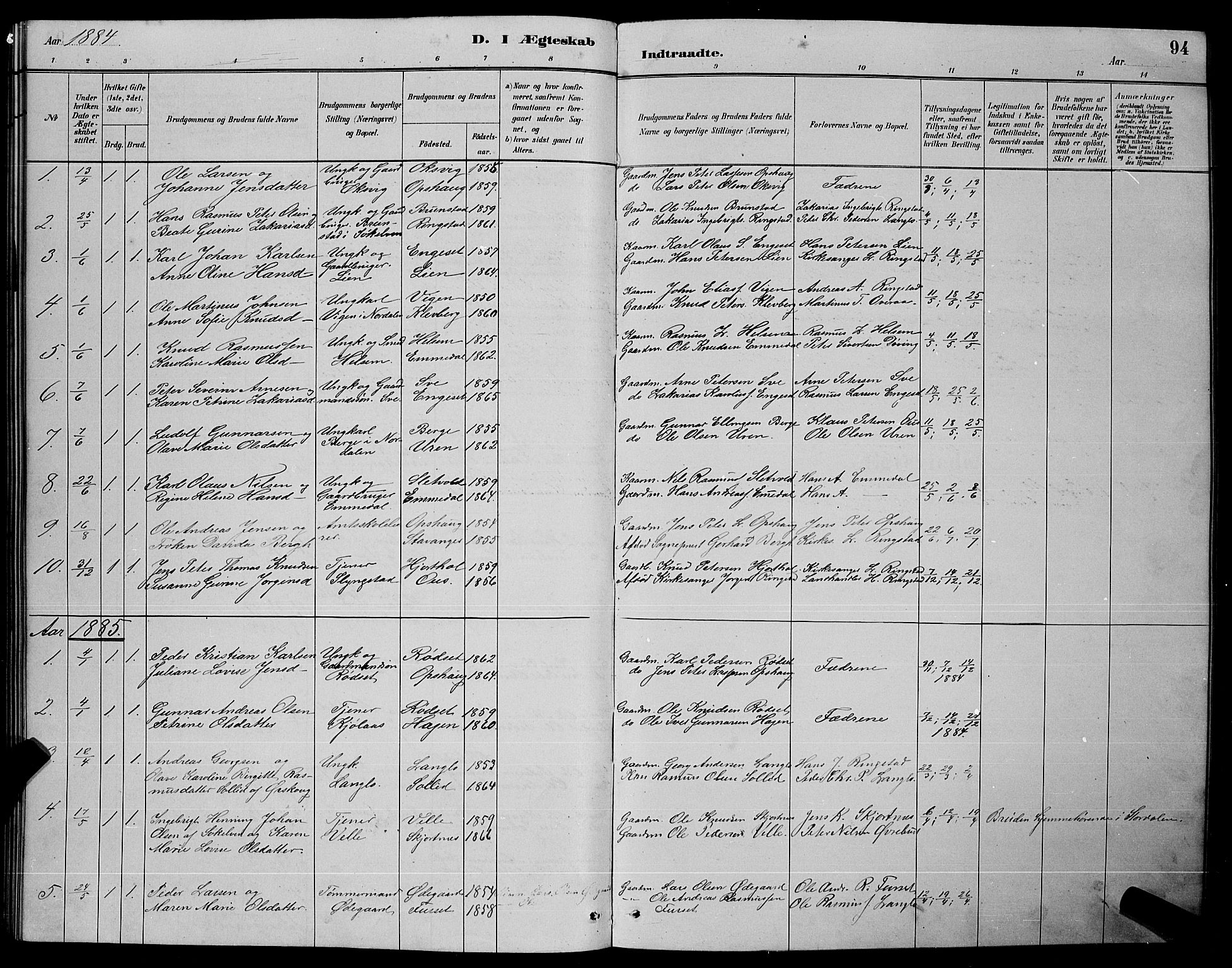 Ministerialprotokoller, klokkerbøker og fødselsregistre - Møre og Romsdal, AV/SAT-A-1454/520/L0292: Parish register (copy) no. 520C04, 1882-1901, p. 94