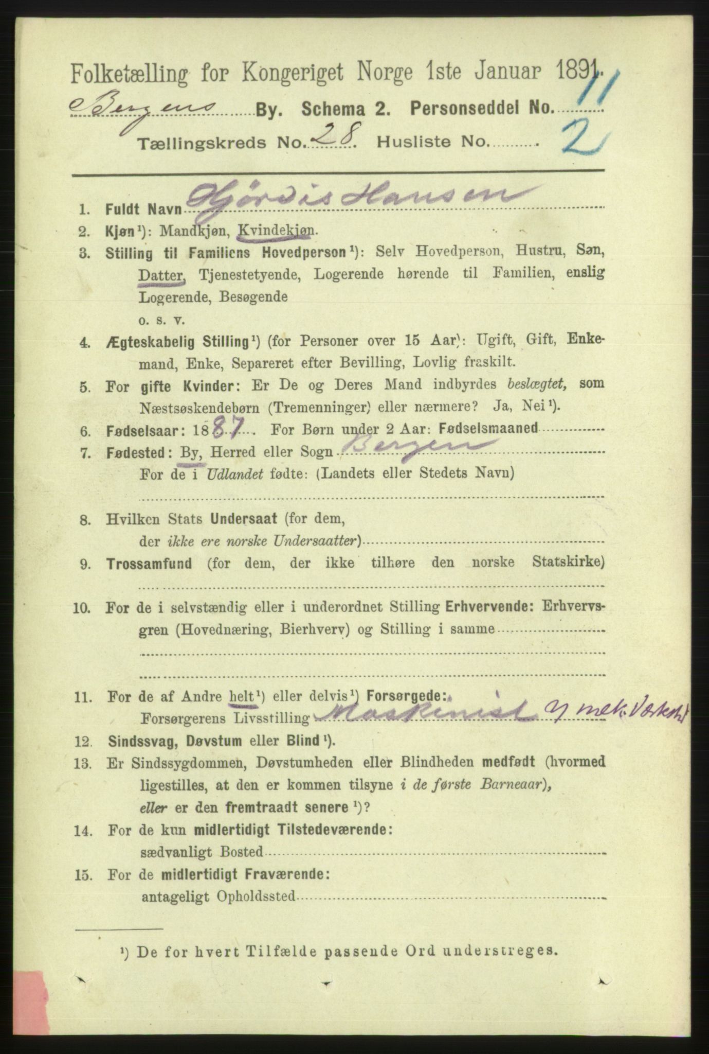 RA, 1891 Census for 1301 Bergen, 1891, p. 36353