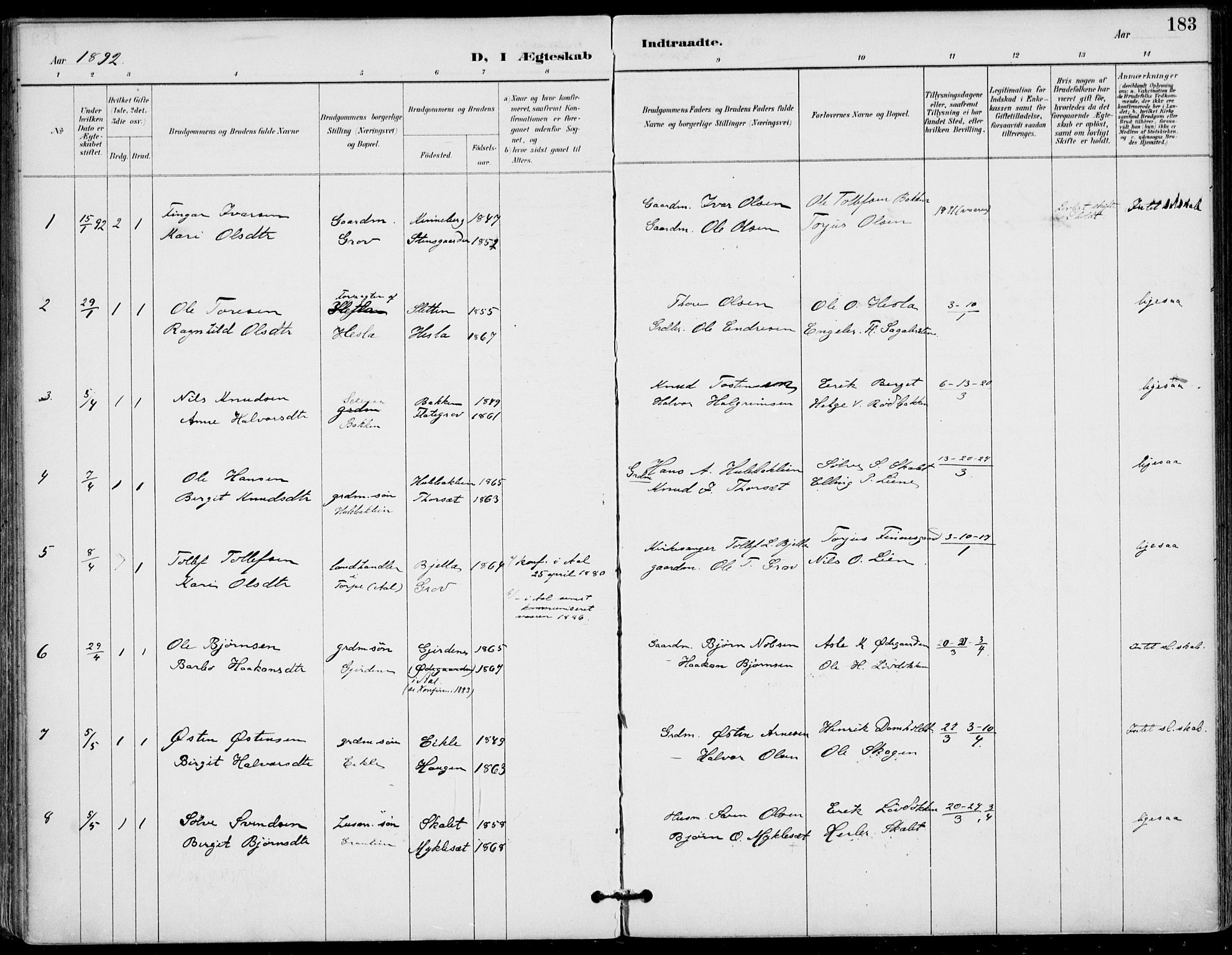 Gol kirkebøker, SAKO/A-226/F/Fa/L0005: Parish register (official) no. I 5, 1887-1900, p. 183